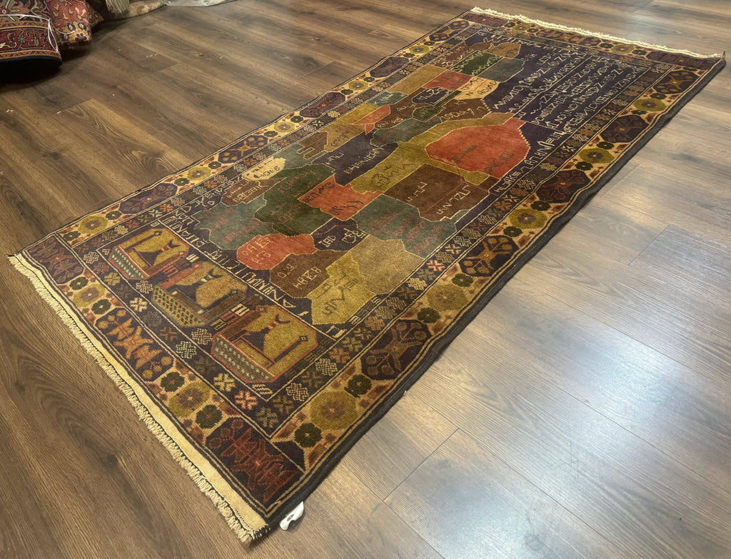 Afghan Rug 4x7, Map of Afghanistan, Tribal Rug, Balouch Rug, New