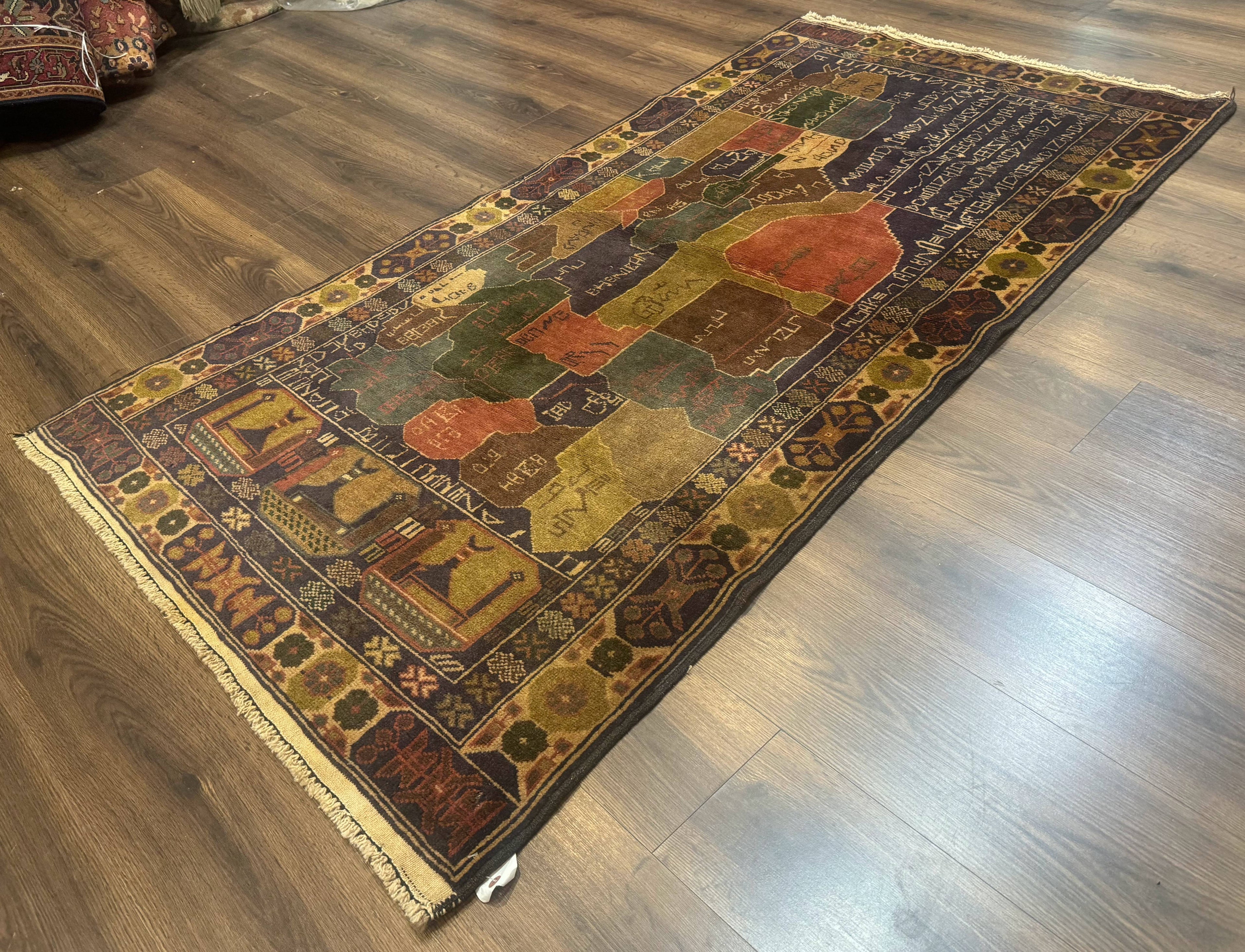 Afghan Rug 4x7, Map of Afghanistan, Tribal Rug, Balouch Rug, New