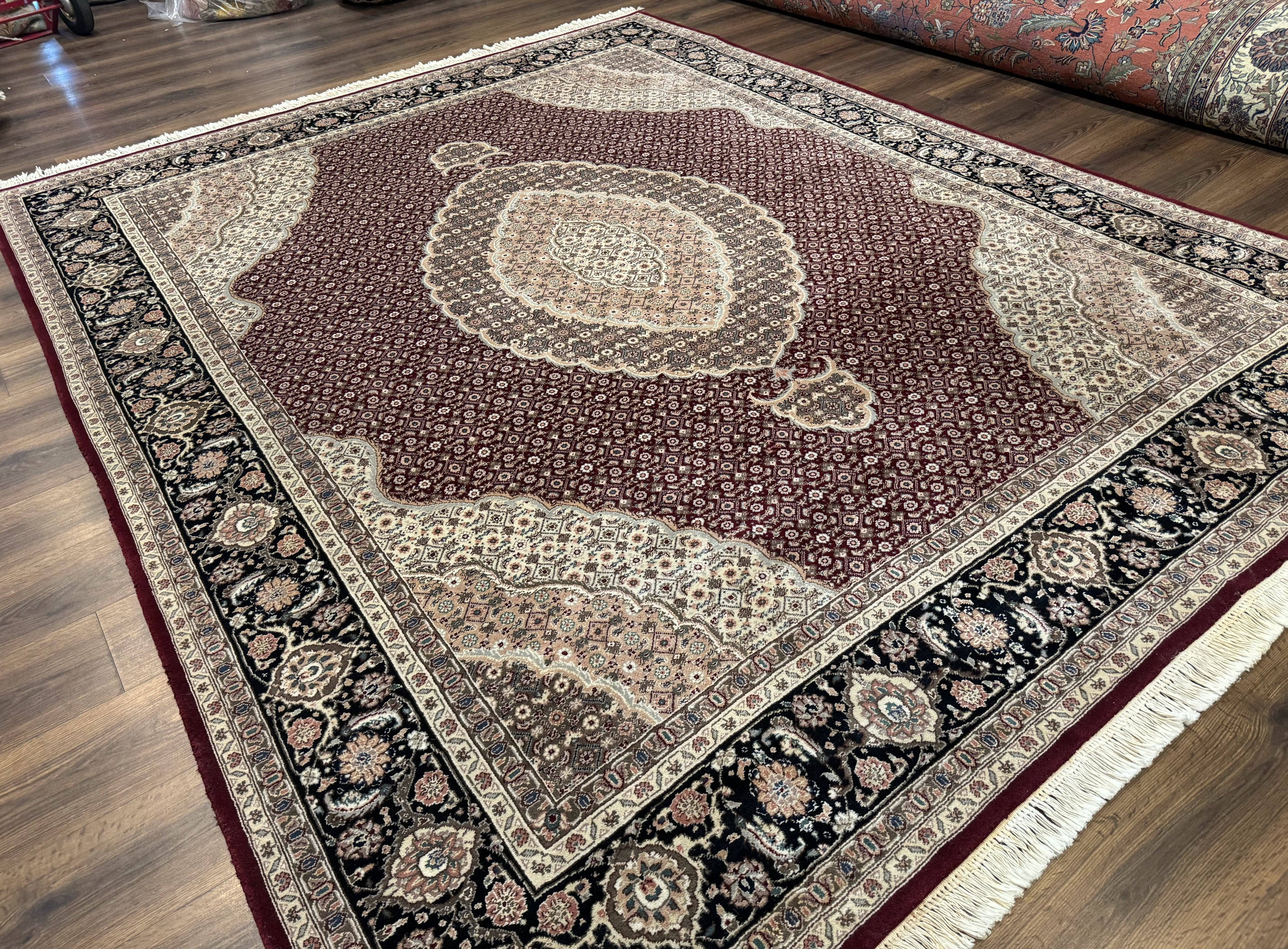 Sino Persian Rug 8x10, Herati, Elegant Oriental Carpet, Dark Maroon