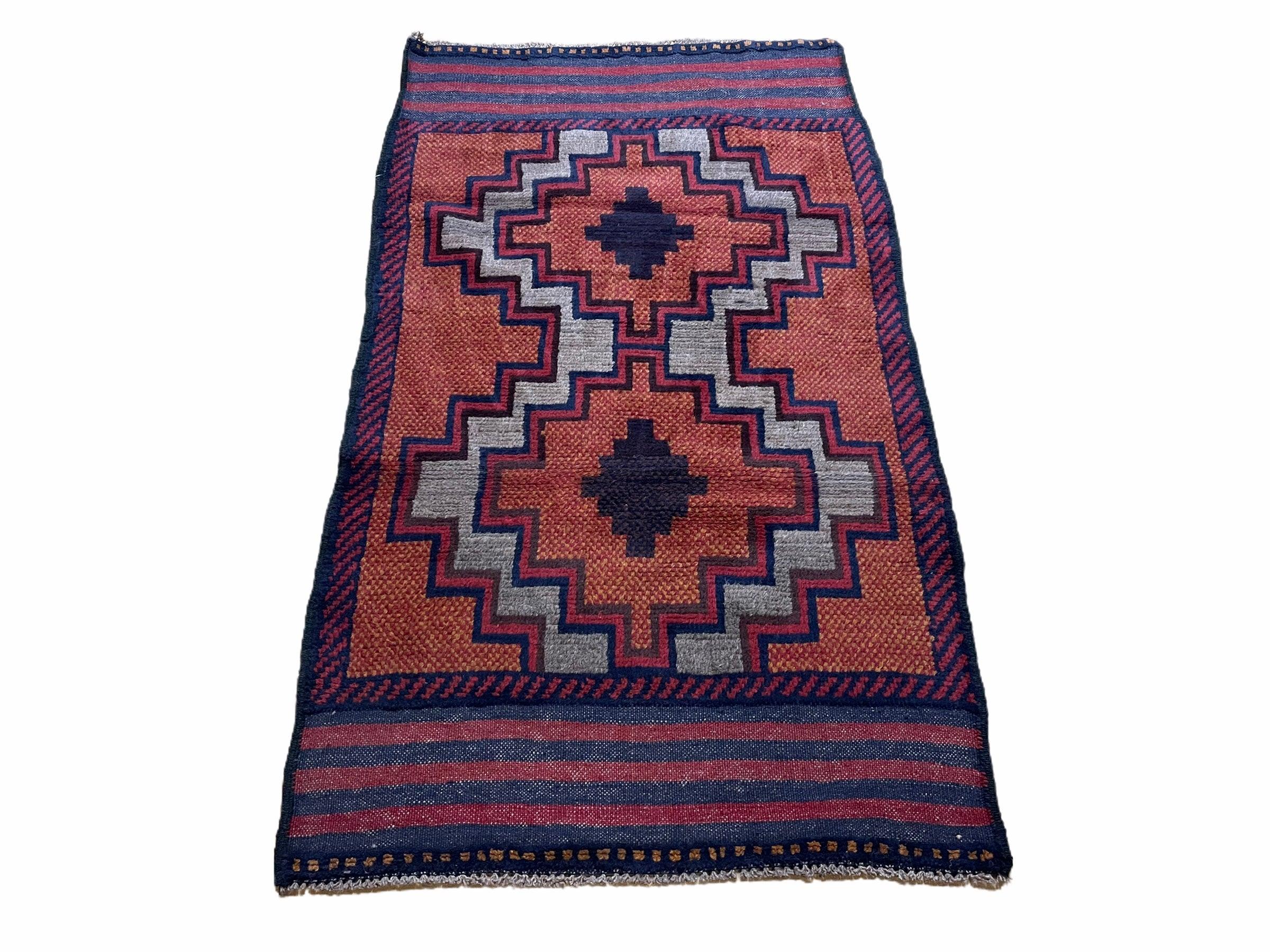 3X5 Vintage Handmade Tribal Wool Rug Balouchi Rug Afghan Rug Red 2' 8" X 4' 8"