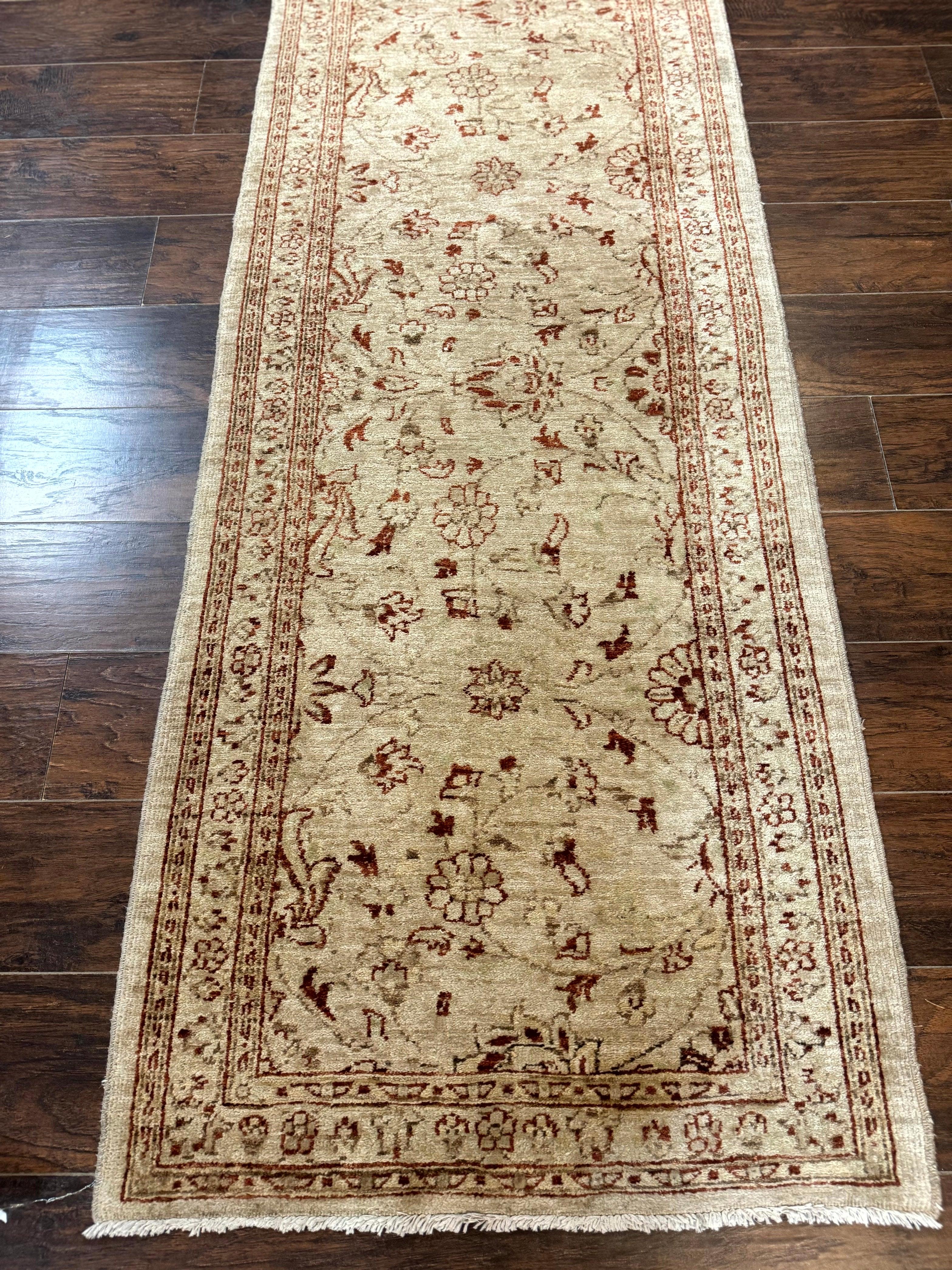 Peshawar Runner Rug 3 x 9.7, Pakistani Oriental Runner Rug, Vintage Rug for Modern Home, Runner for Hallway or Kitchen, Oushak Runner