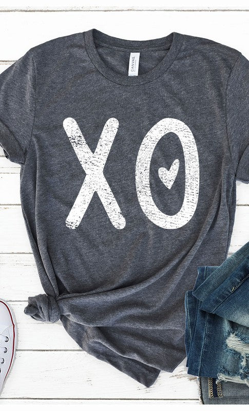 Distressed XOXO Heart Graphic Tee T-Shirt