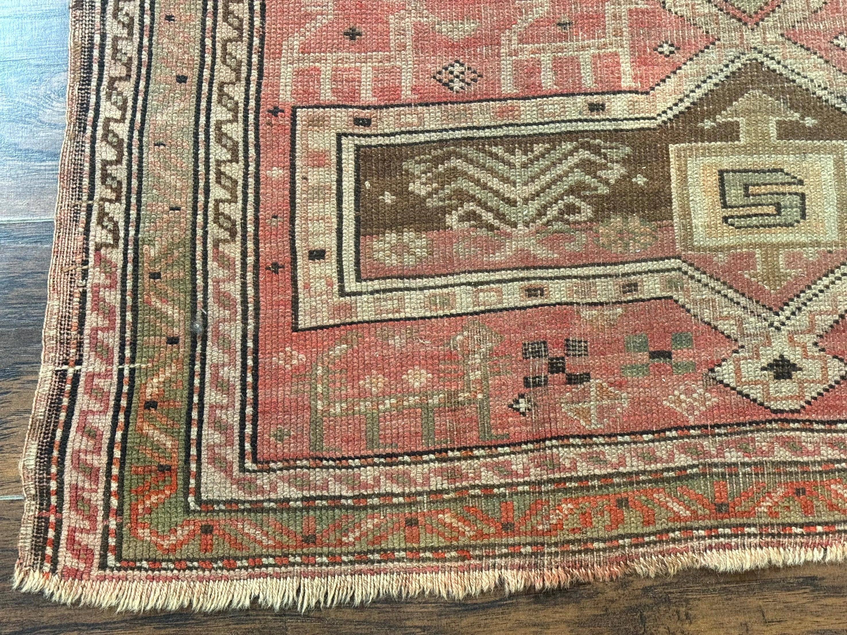 Antique Turkish Melas Rug 3x5, Geometric Carpet, 1920s Wool Rug, Bohemian Rug, Low Pile Rug, Tribal Rug