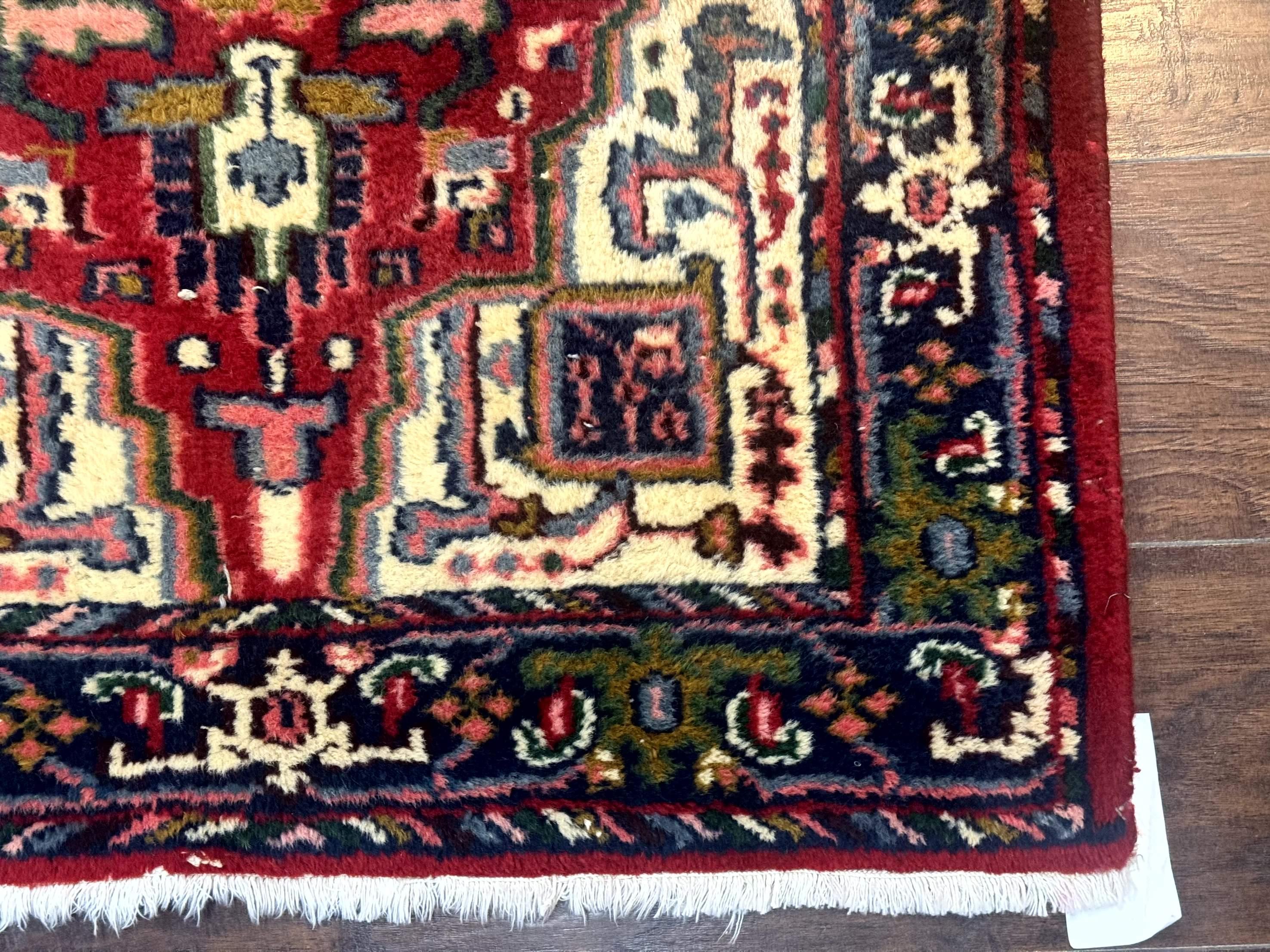 Indo Persian Heriz Runner Rug 3 x 17, Geometric Long Runner Carpet for Hallway, Medallions, Wool Runner Rug 3x17