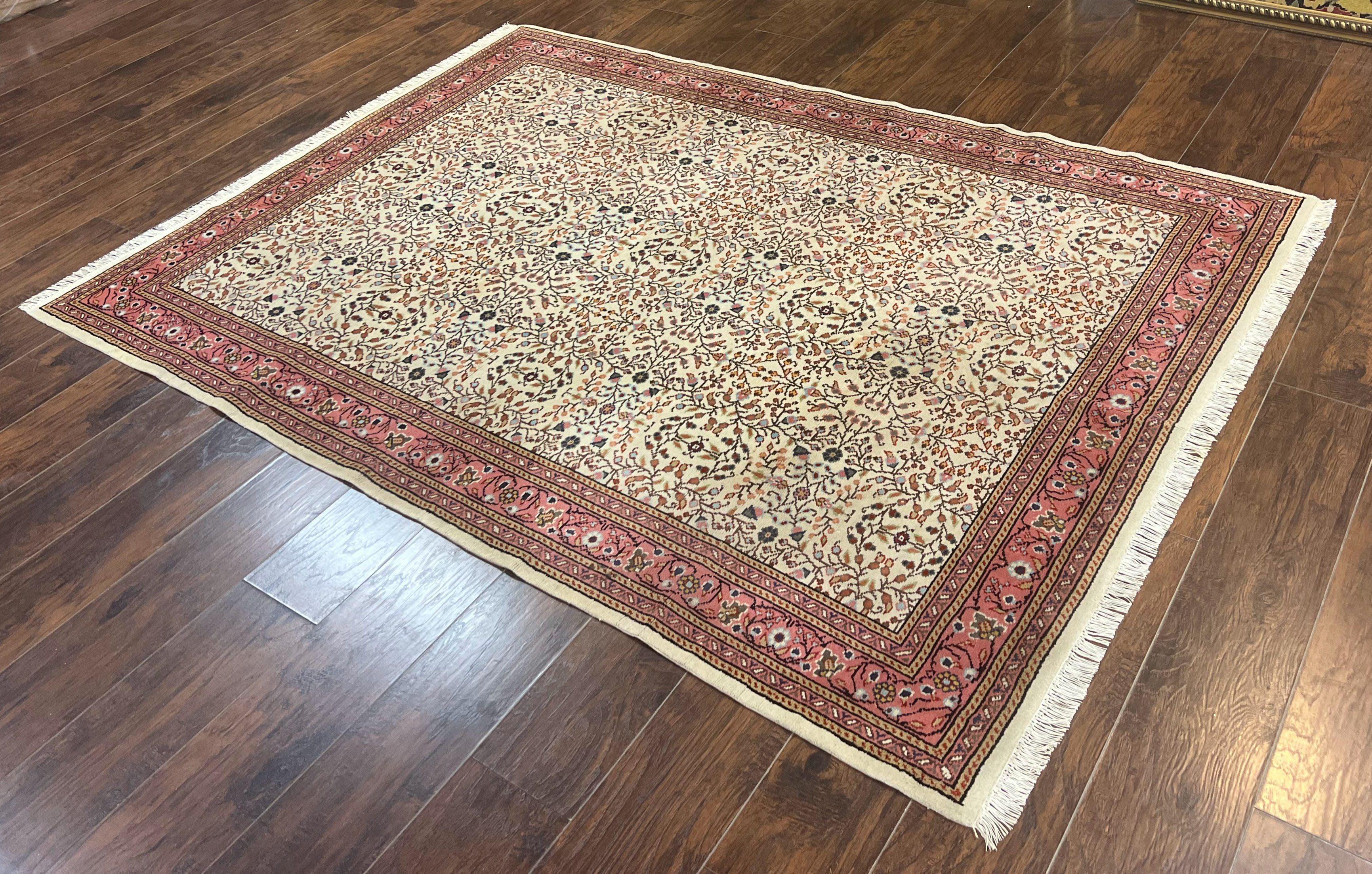 Turkish Rug 6x8, Kayseri Carpet, Handmade Vintage Wool Rug, Cream Multicolor, Allover Pattern