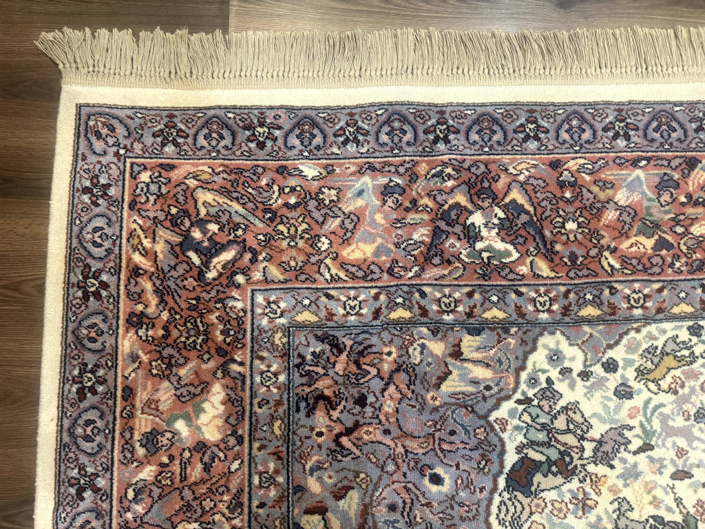 8.8 x 12 Karastan Ivory Hunting Rug #751, Vintage Wool Discontinued Original 700 Series, Rare