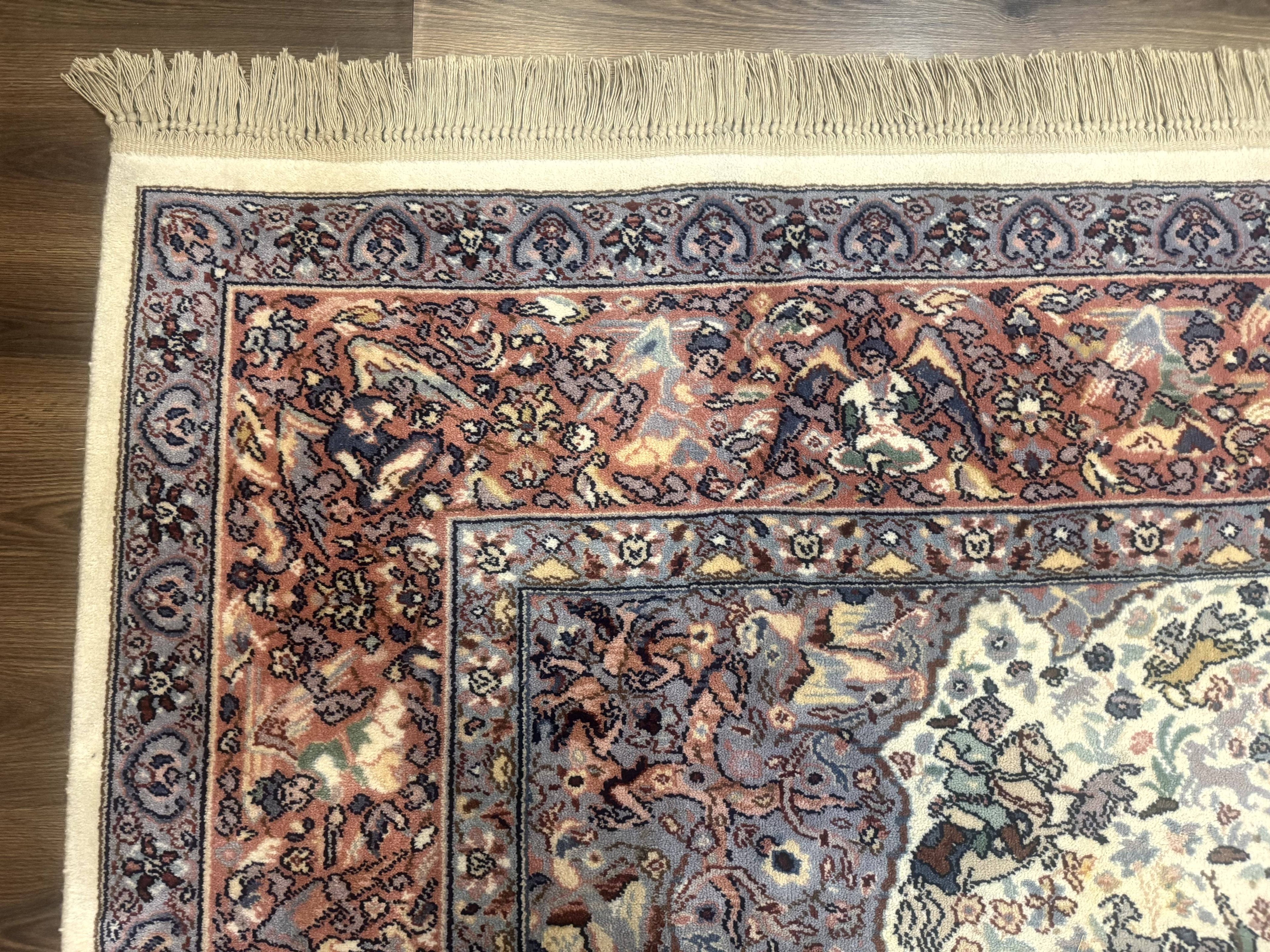 8.8 x 12 Karastan Ivory Hunting Rug #751, Vintage Wool Discontinued Original 700 Series, Rare