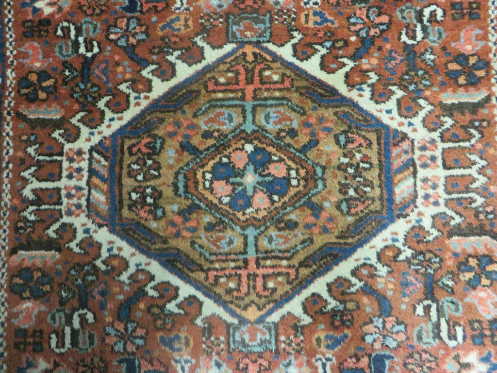 Persian Karajeh Rug 5x6, Antique Geometric Medallion Carpet