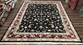 Sino Persian Rug 9x12, High Quality Oriental Carpet, Black and Maroon, Wool and Silk, Allover Floral Pattern, Hand Knotted, Vintage Rug Nice