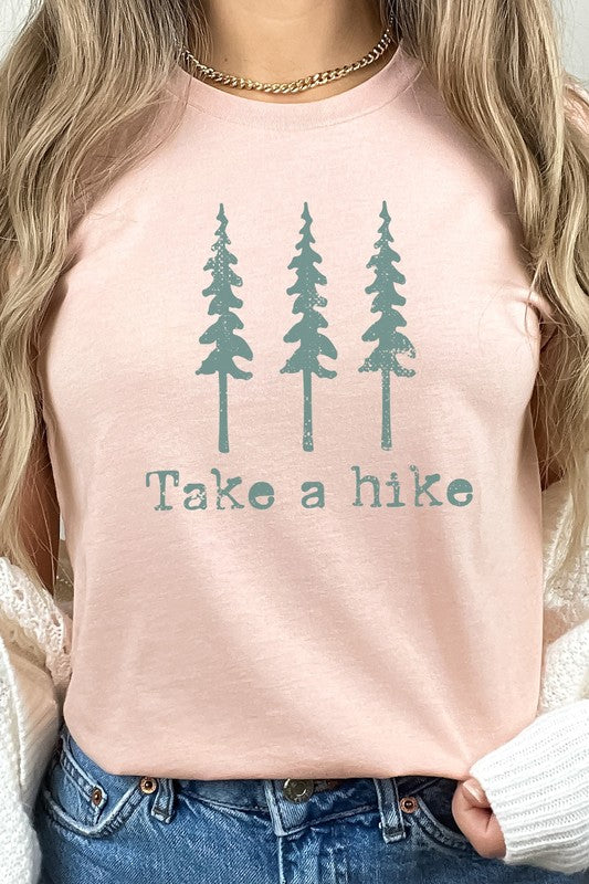 Pine Trees Take A Hike Summer Trip Graphic Tee T-Shirt