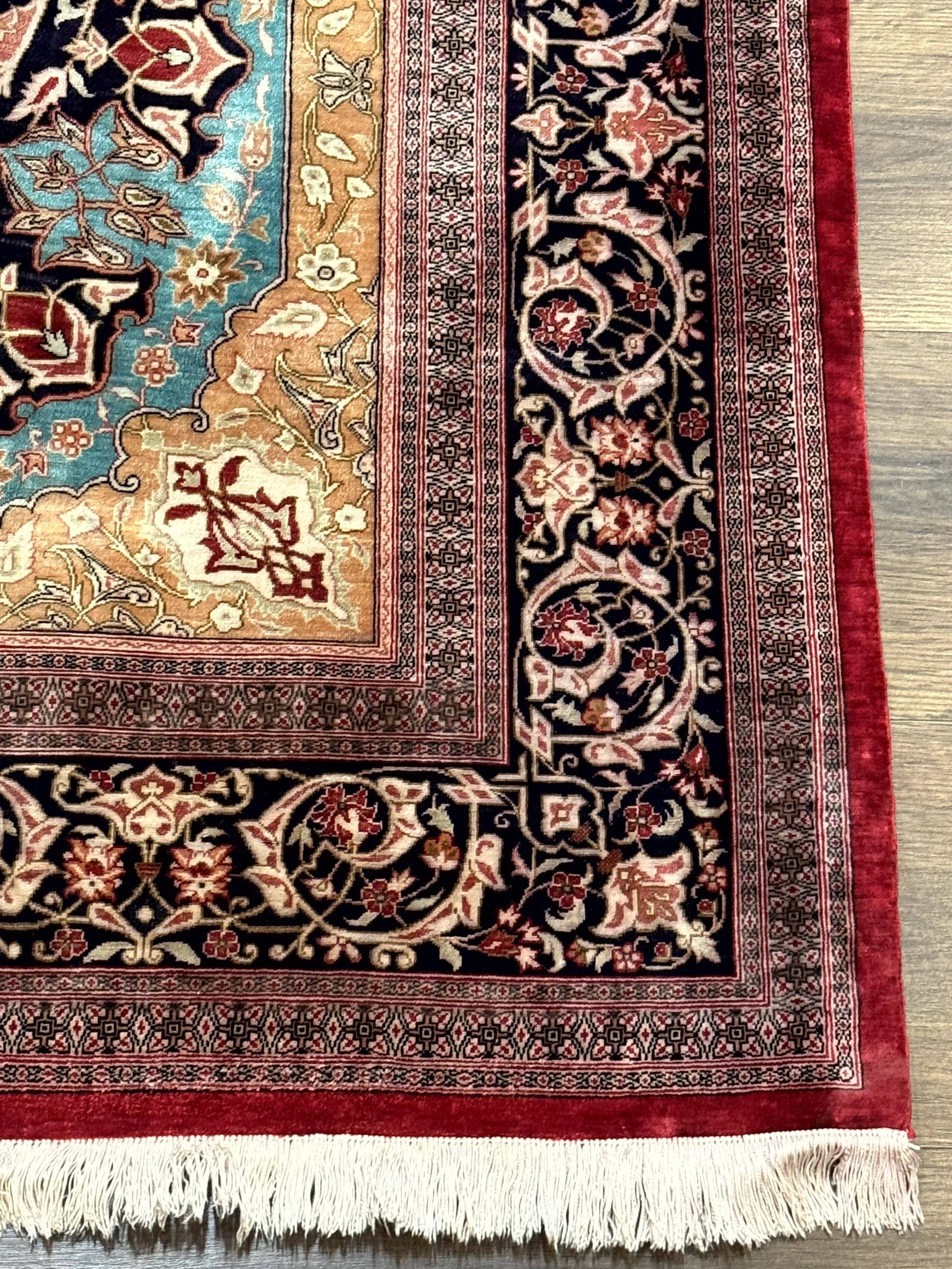 Magnificent Persian Qum Silk Rug 3x5, Exceptionally Fine 780 KPSI, Signed, Rare