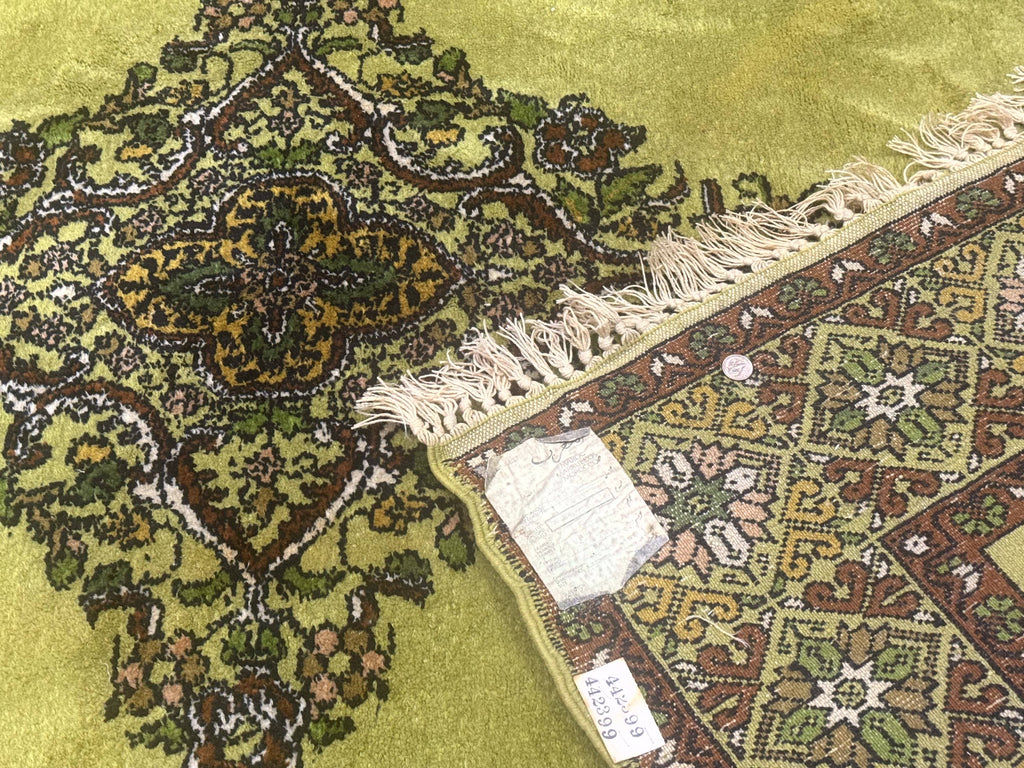 Moroccan Rug 6x8, Semi Open Field, Vintage, Lime Green, Wool Carpet