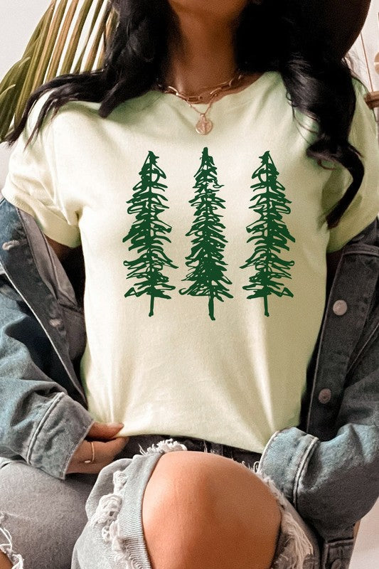 Forest Pine Trees Camping Graphic Tee T-Shirt