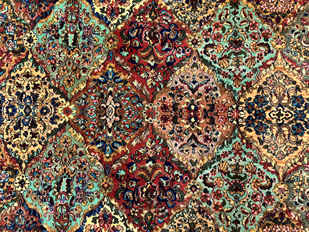 Karastan Rug 8.8 x 10.6, Multicolor Panel Kirman Rug #717, Original 700 Series, Wool