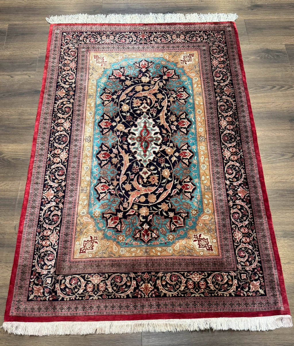 Magnificent Persian Qum Silk Rug 3x5, Exceptionally Fine 780 KPSI, Signed, Rare