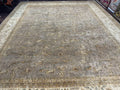 Palace Sized Rug 11x18, Handmade Wool Oversized Persian Carpet 11 x 18 ft, Gray-Taupe, Beige-Cream, Floral, Large Hand Knotted Area Rug