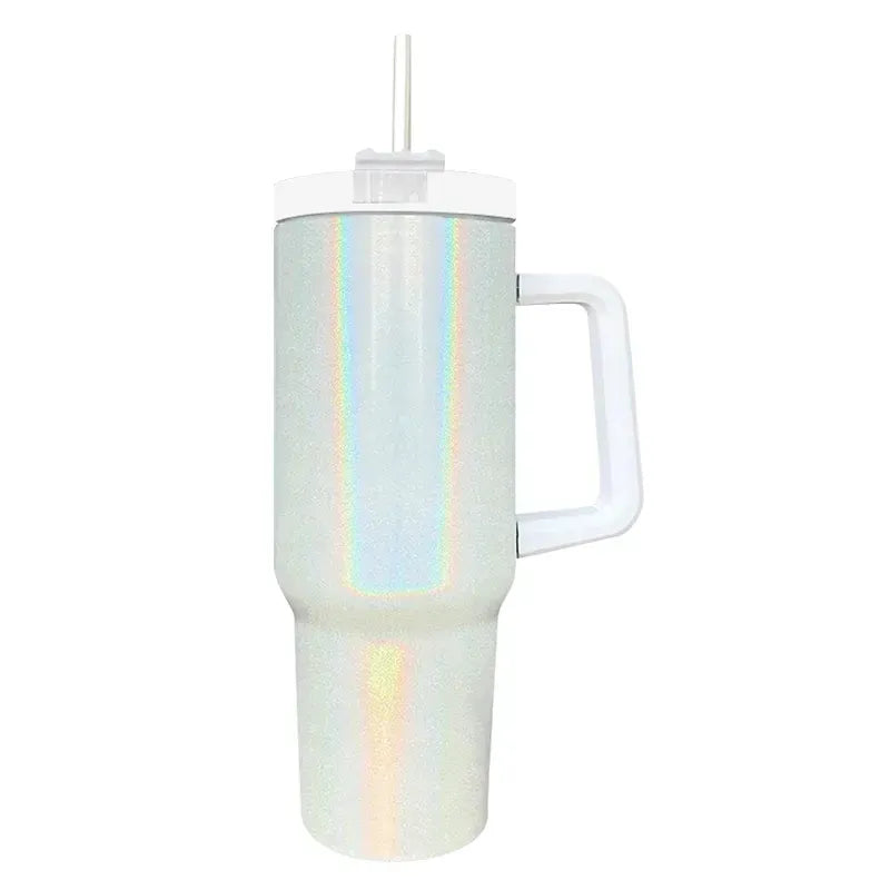 40oz Sublimation Glitter Holographic Stainless Tumbler w/ Handle