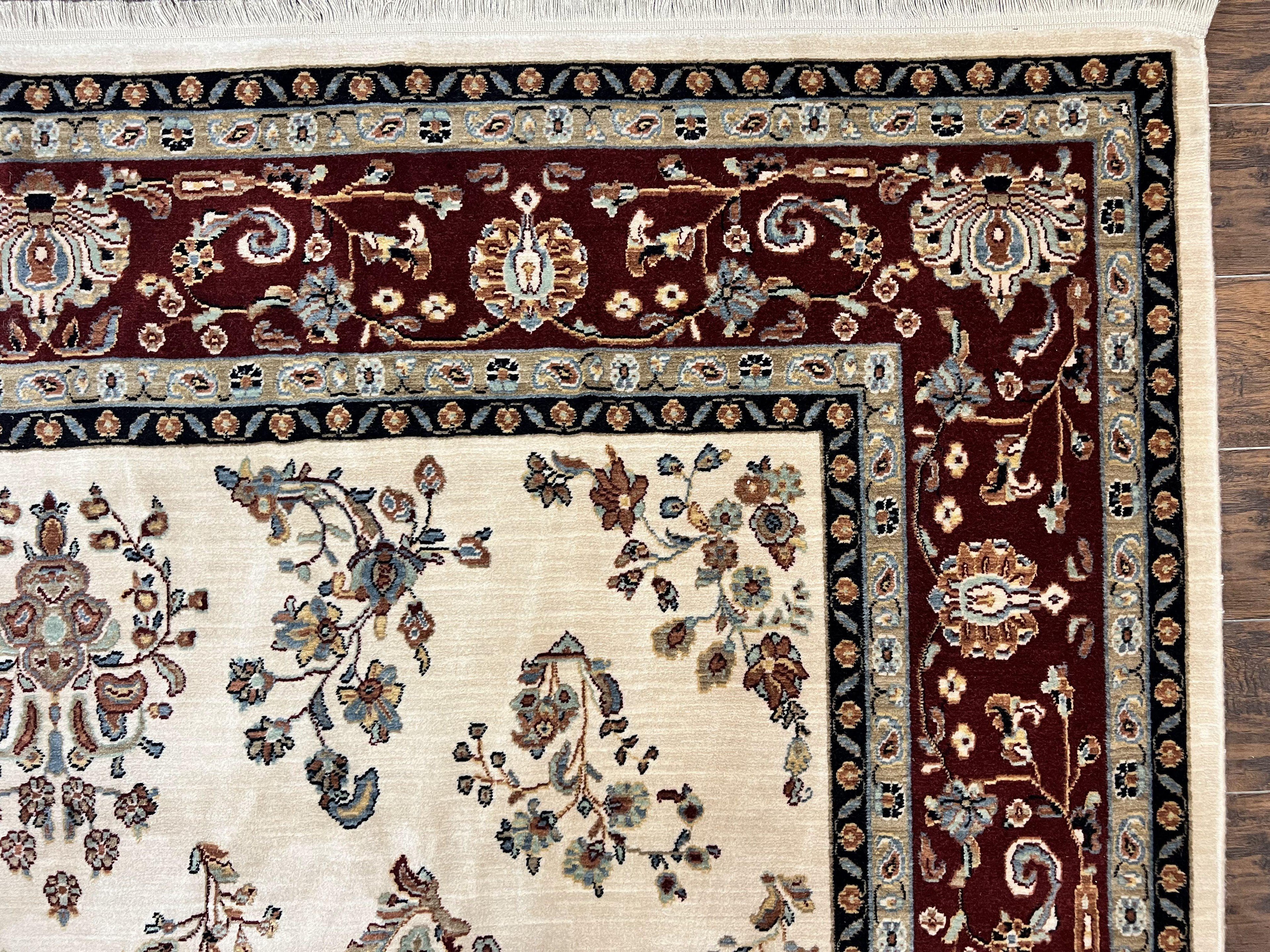 Karastan Rug 8.6 x 11.6, English Manor #2103, Ivory Floral Sarouk, Wool Karastan Carpet, Large Karastan Area Rug, Traditional Karastan Rug