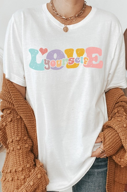 Love Yourself Pastel Heart Graphic Tee