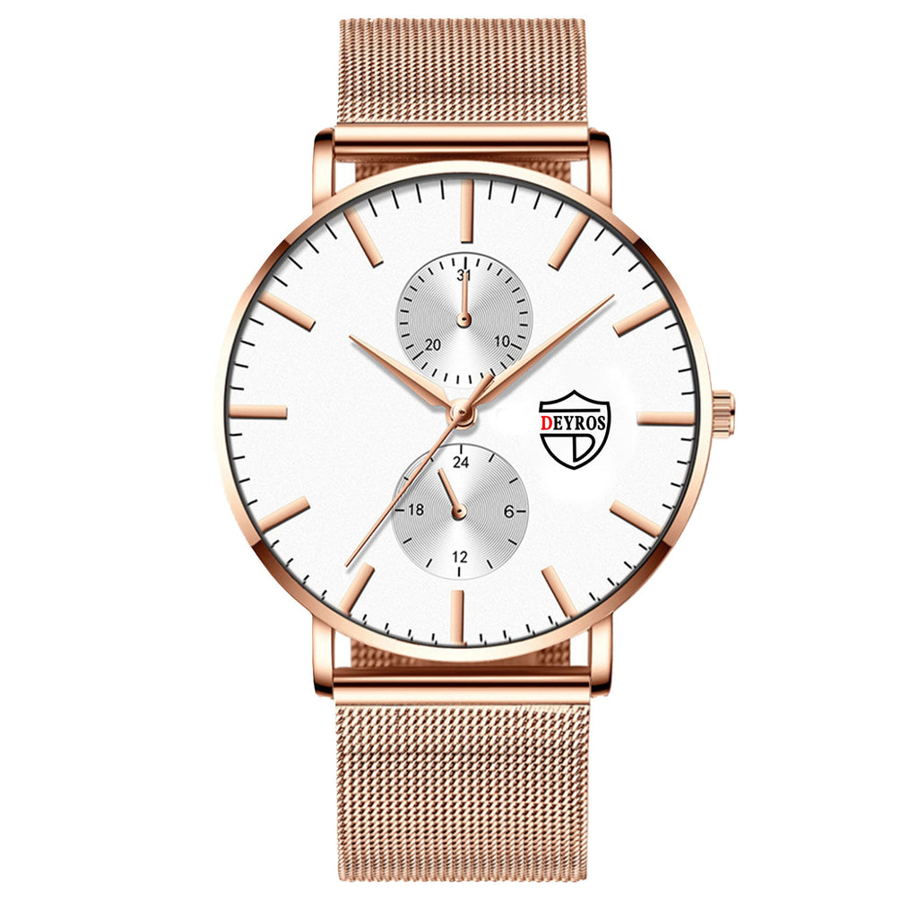 Black 3Bar Watch Men Women'S Watches Ladies Watch With Crystals  Fashion Stainless Steel Band Comfortable Wristwatch