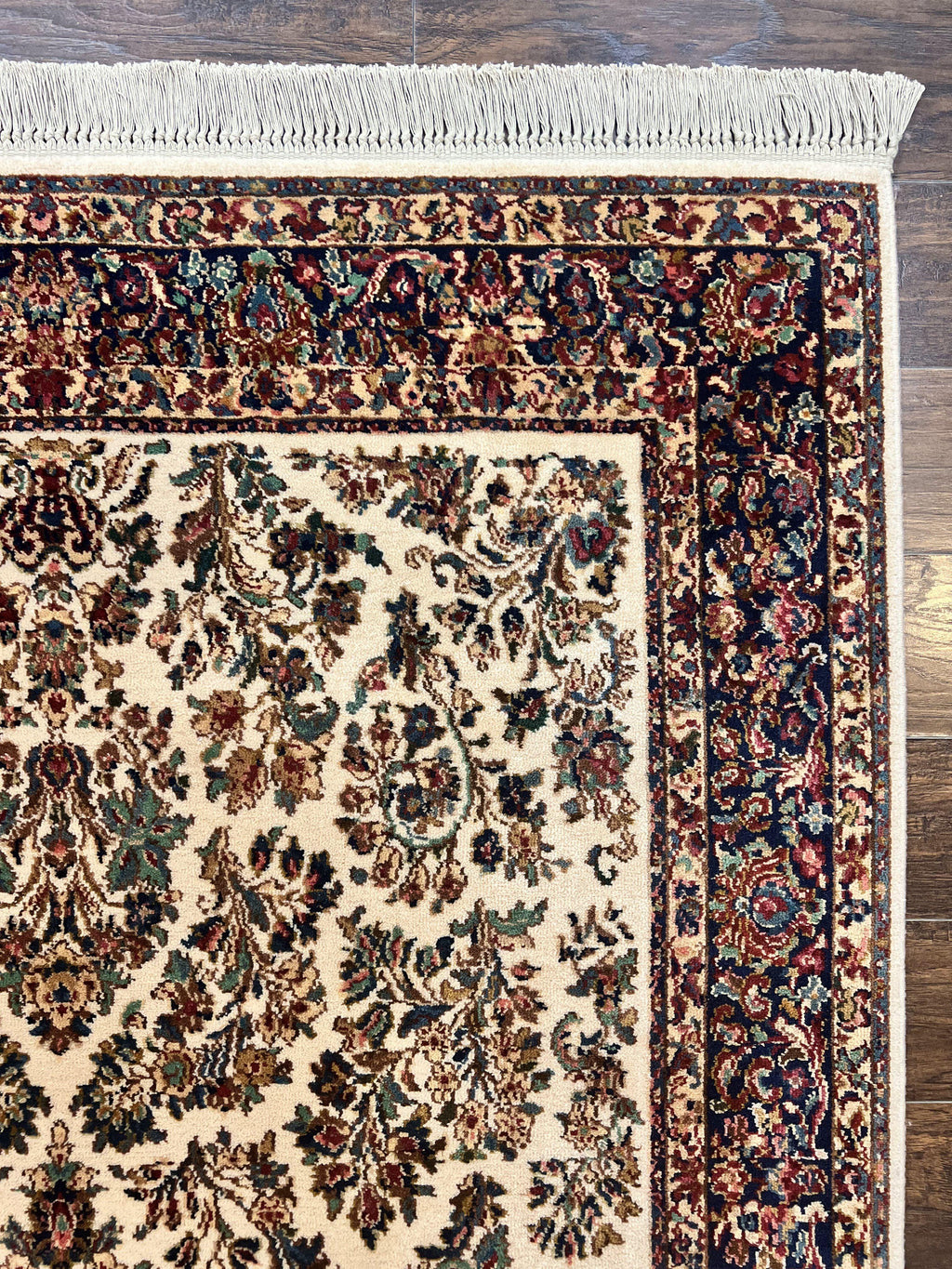 Karastan Rug 5.9 x 9, Ivory Sarouk #760, Wool Vintage Original Collection 700 Series