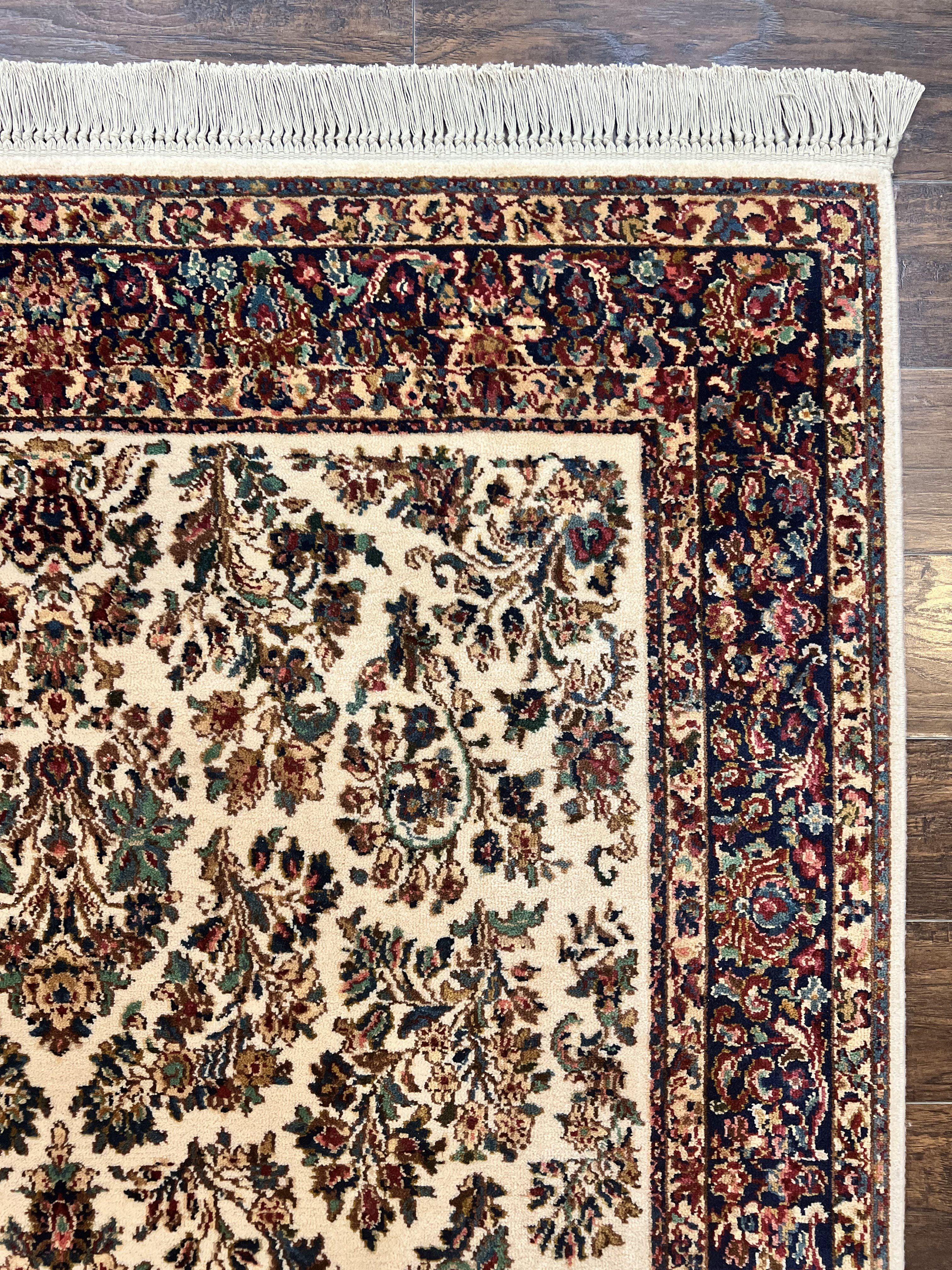 Karastan Rug 5.9 x 9, Ivory Sarouk #760, Wool Vintage Original Collection 700 Series