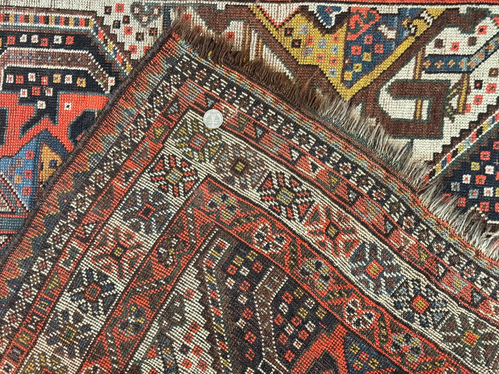 Antique Persian Qashqai Rug 5x8, Persian Tribal Rug, Khamseh Rug