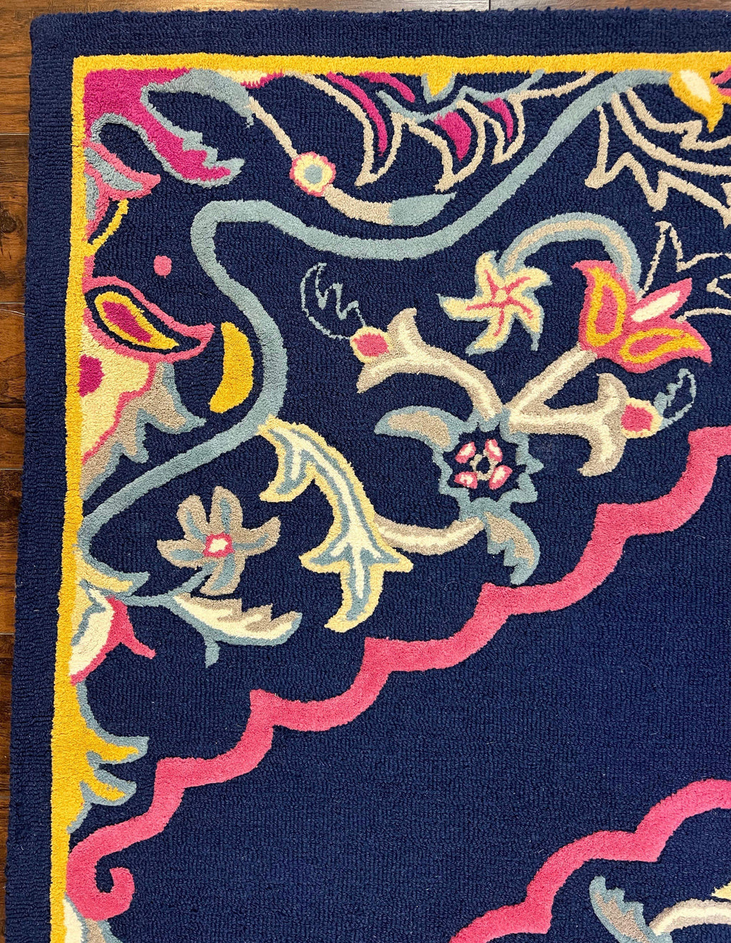 Safavieh Rug 8x10 Belagio Collection, Navy Blue Pink Yellow, Power-Loomed Wool Carpet, Floral Area Rug, Modern Rug, Room Sized 8 x 10 ft Rug