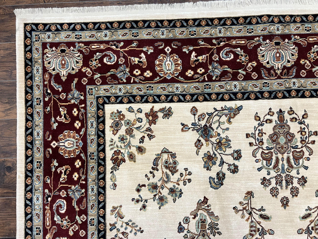 Karastan Rug 8.6 x 11.6, English Manor #2103, Ivory Floral Sarouk, Wool Karastan Carpet, Large Karastan Area Rug, Traditional Karastan Rug
