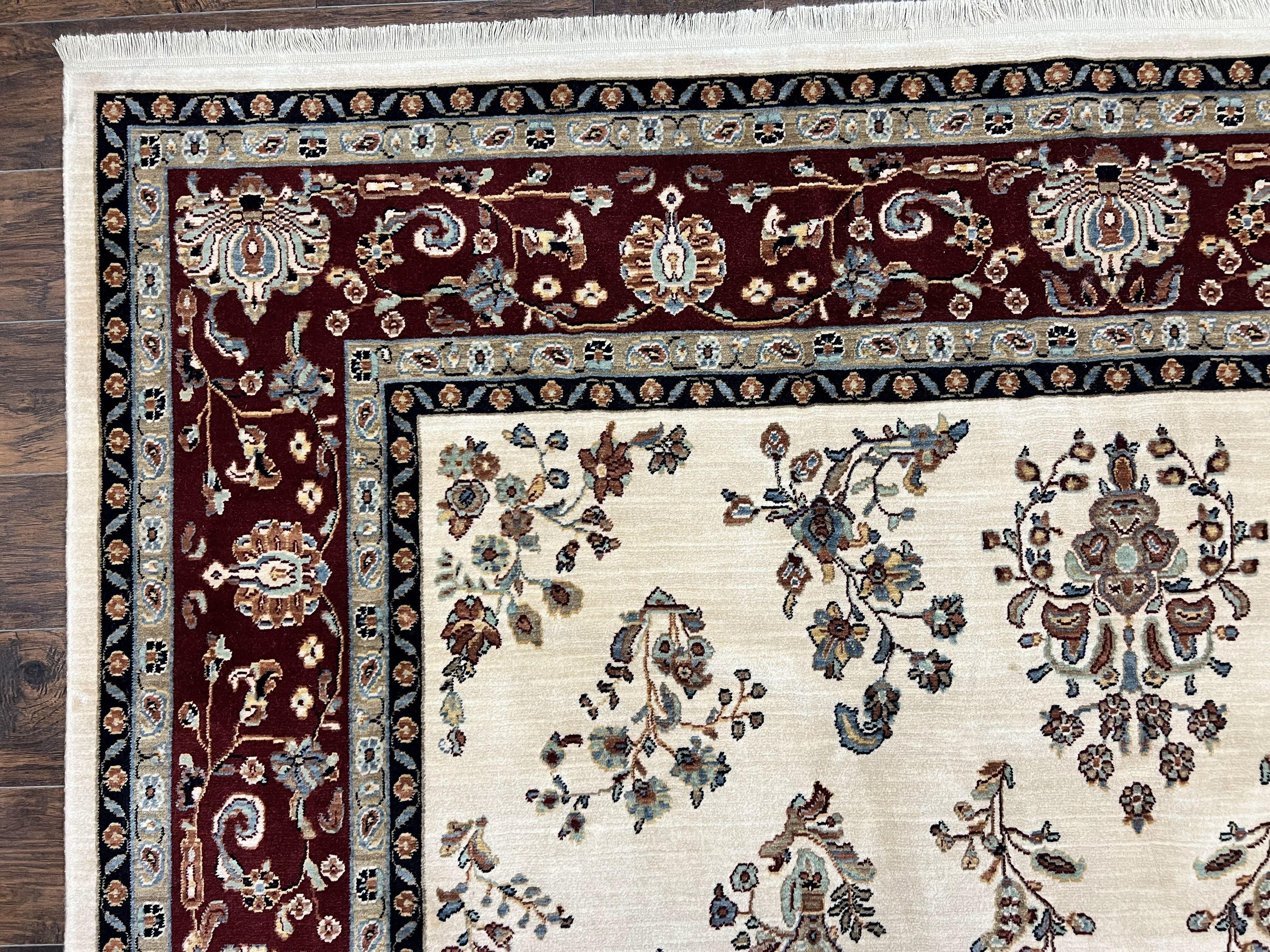 Karastan Rug 8.6 x 11.6, English Manor #2103, Ivory Floral Sarouk, Wool Karastan Carpet, Large Karastan Area Rug, Traditional Karastan Rug