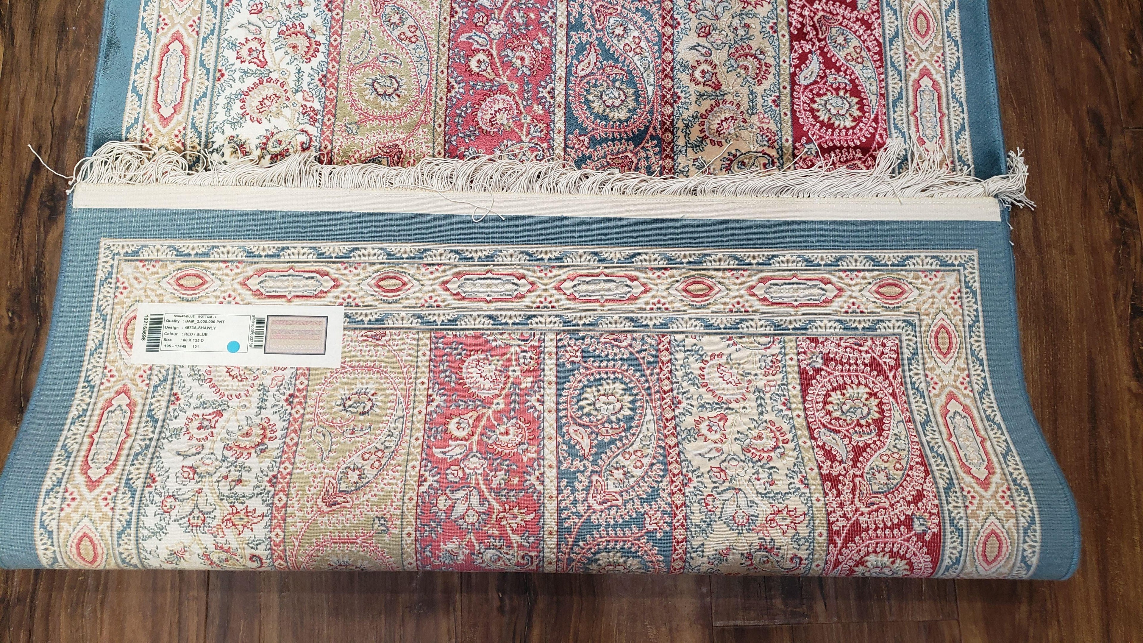 Paisley Pattern Silk Rug, Boteh Design, All Silk Accent Rug, Oriental Carpet, Very Detailed, 2' 8" x 4' 1", New, Bamboo Silk