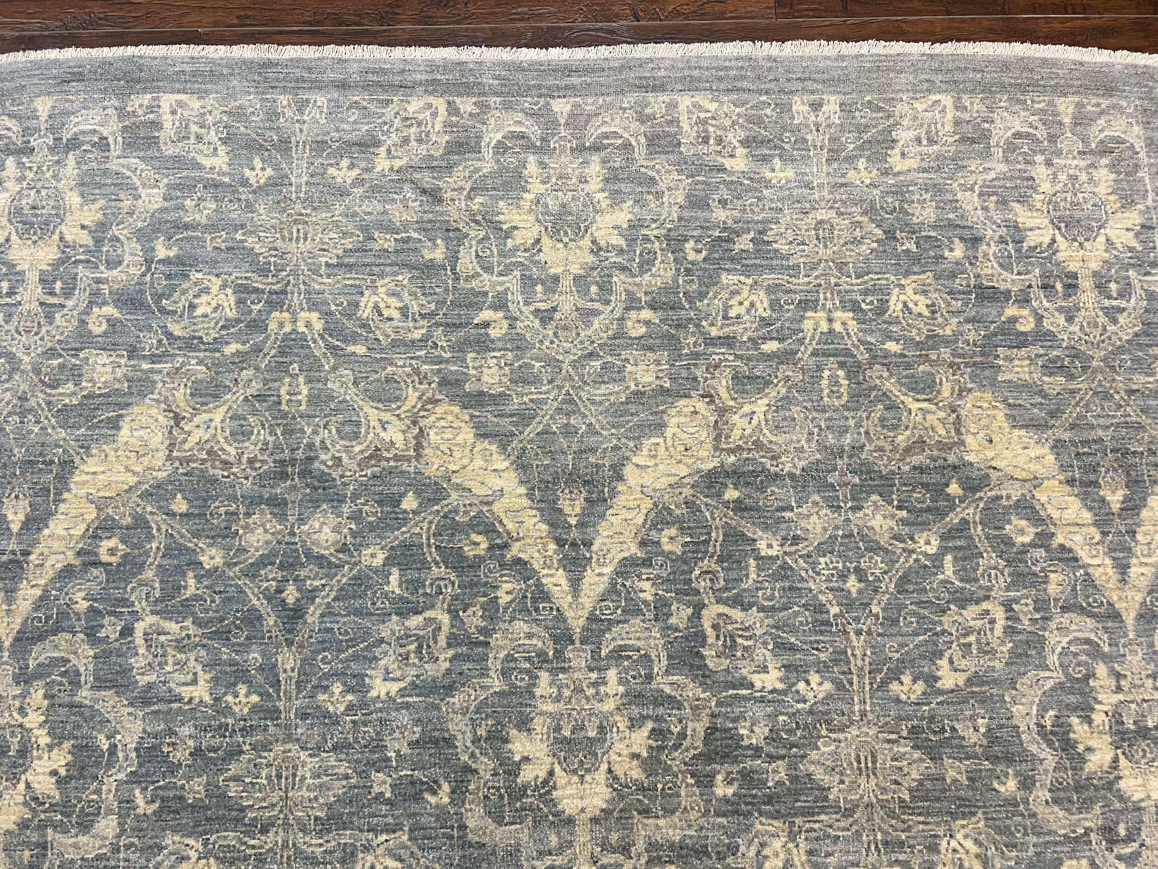 Contemporary Pakistani Rug 5 x 6.6, Handmade Floral Wool Rug, Spanish Pattern