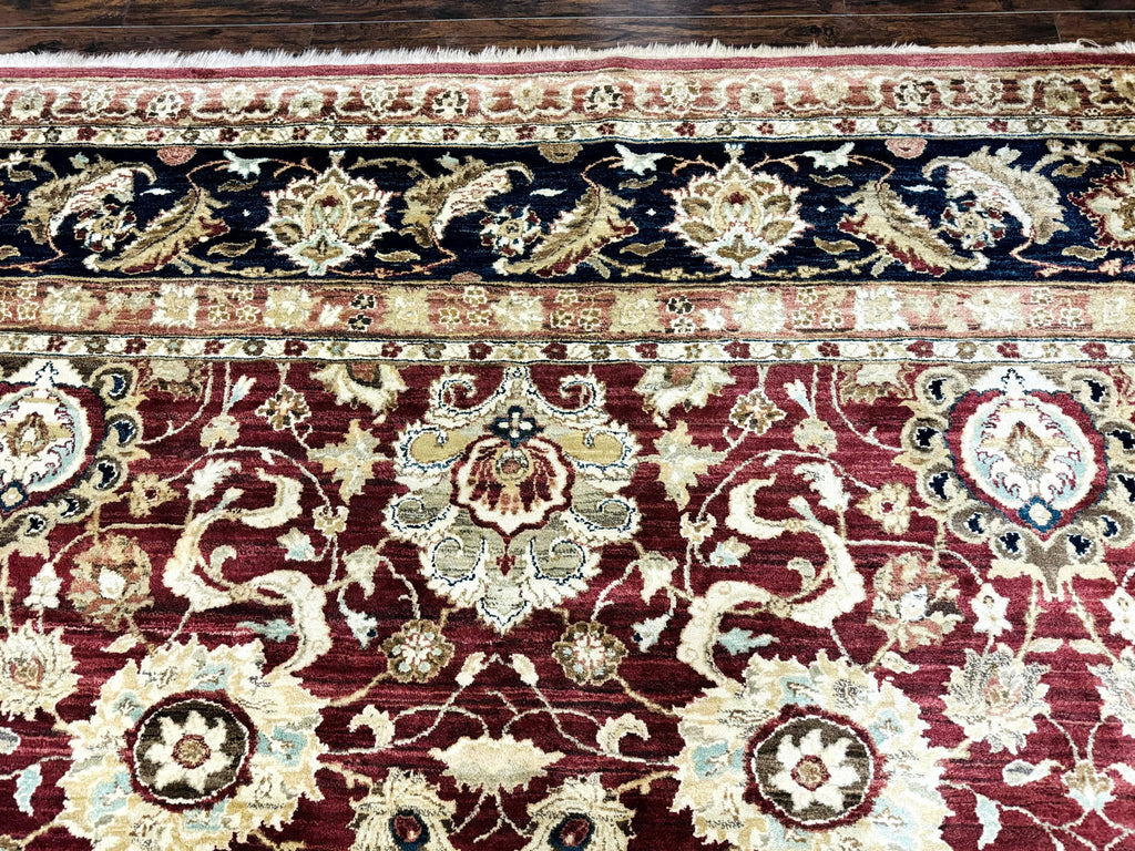 Palace Sized Indian Agra Rug 12x17, Wool Handmade Floral Allover Carpet