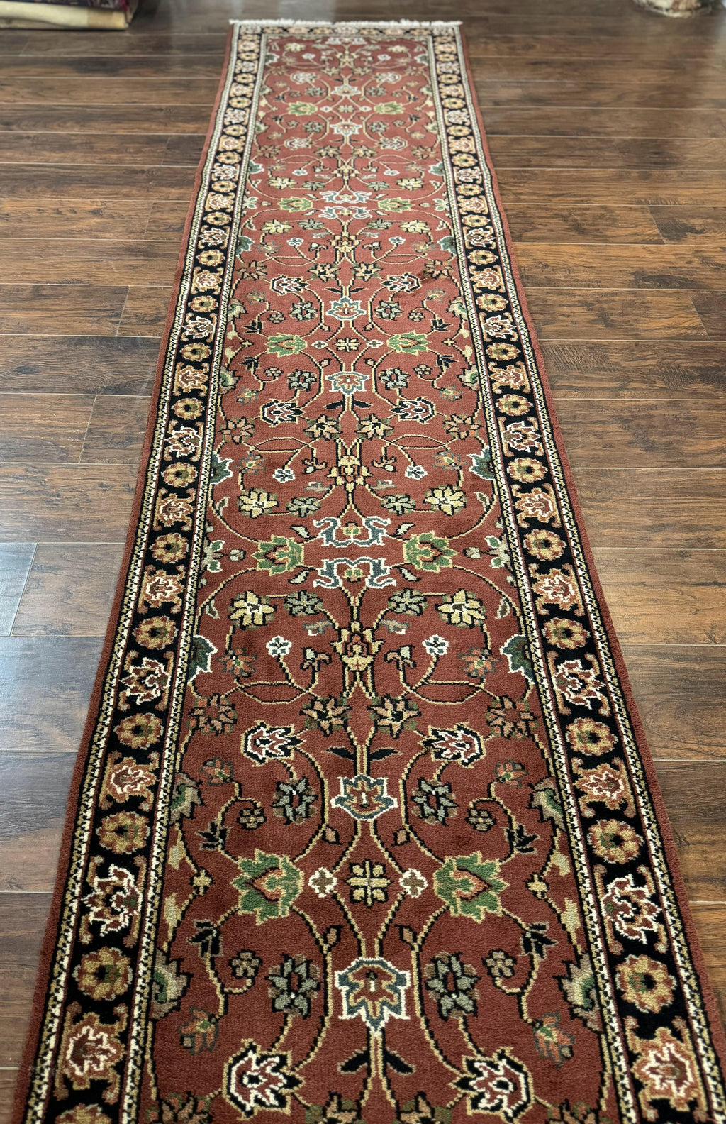 Indo Persian Sarouk Runner Rug 2.8 x 20 ft Runner for Hallway, Long Runner Rug, Handmade