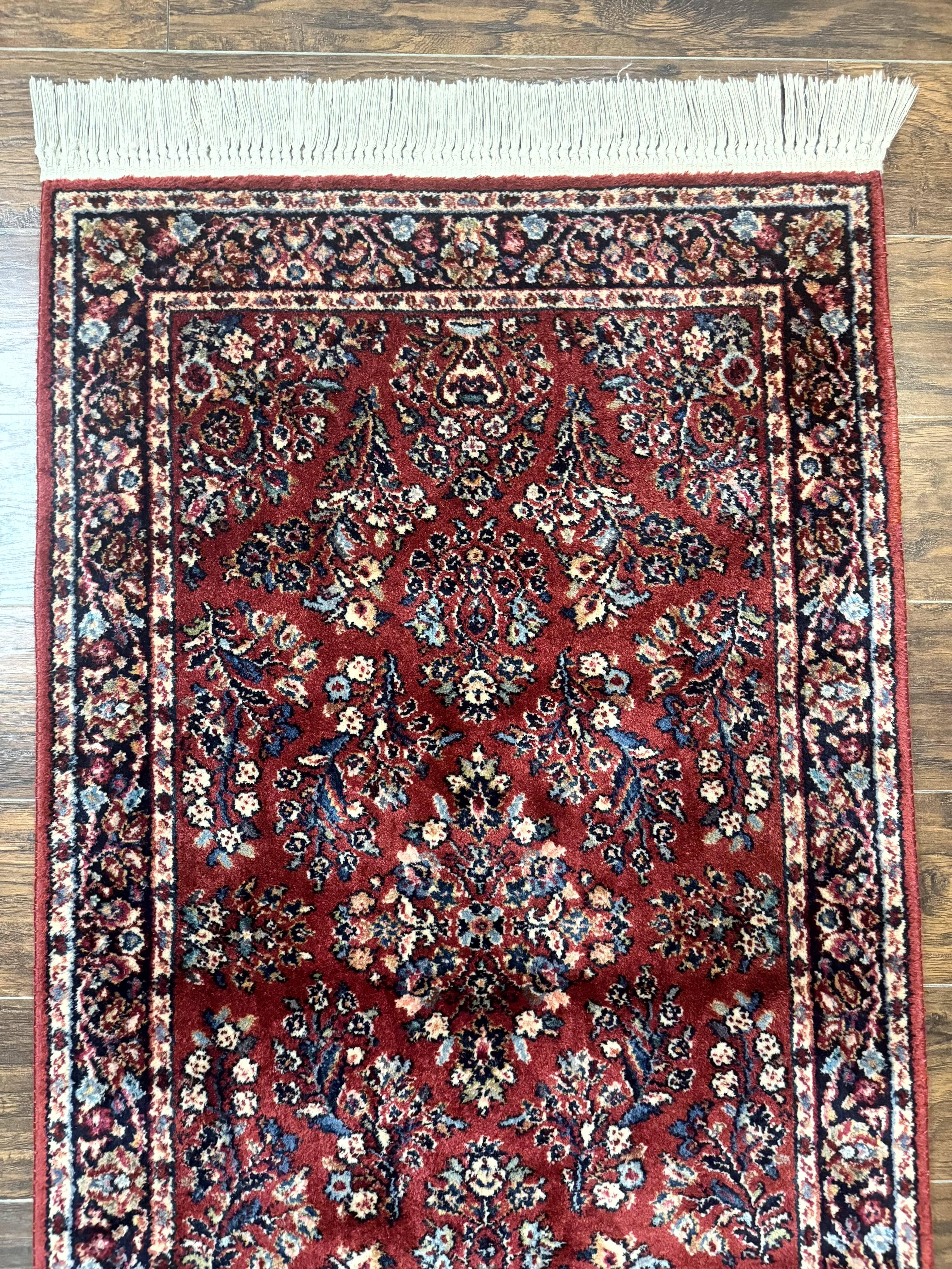 Karastan Rug 3x5 Red Sarouk #785, Karastan Wool Pile Rug, Original 700 Series, Discontinued Vintage Karastan Carpet