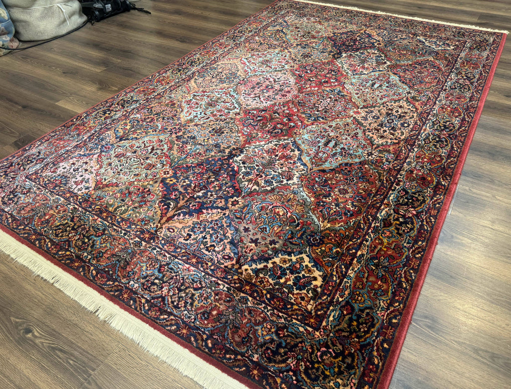 Karastan Rug 5.9 x 9, Multicolor Panel Kirman Rug #717, Wool Original Karastan Collection 700 Series