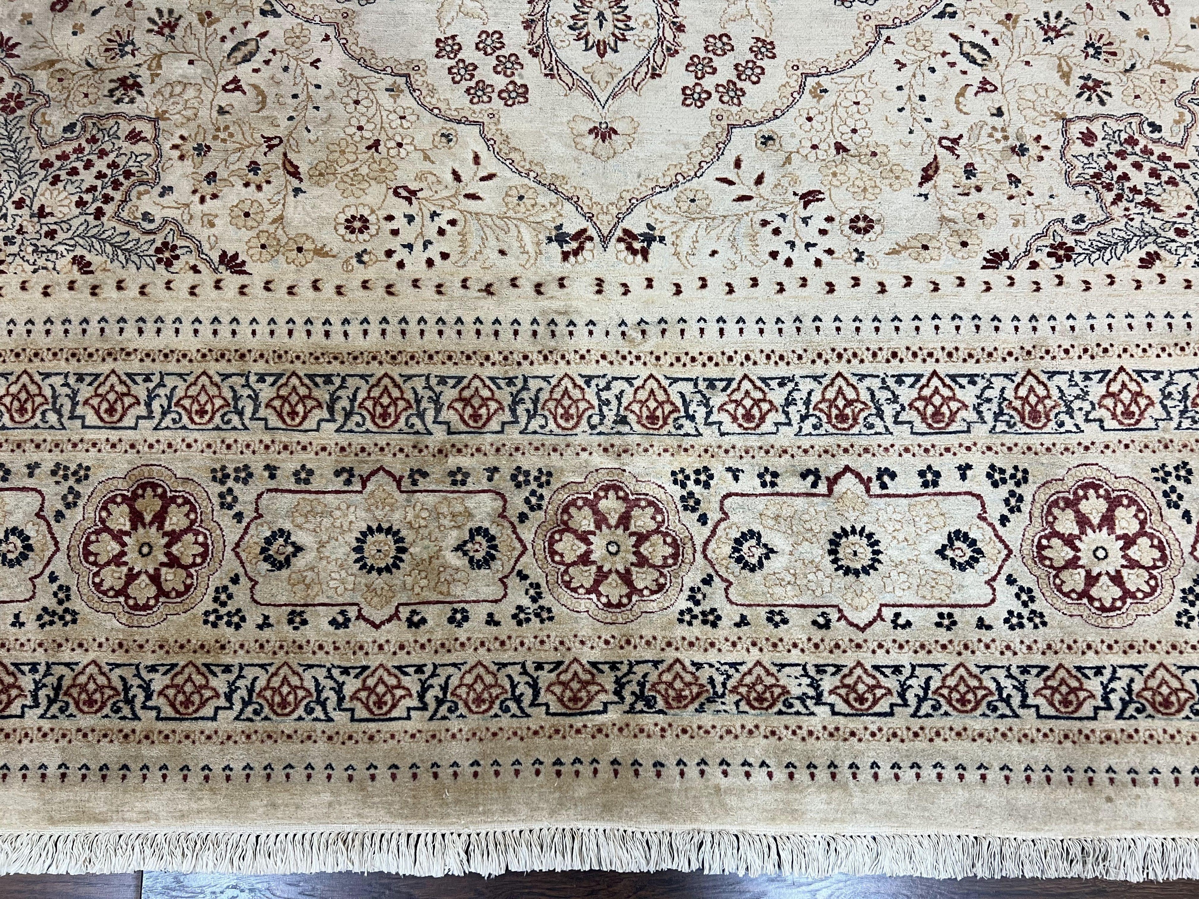 Pak Persian Rug 9x11, Very Fine Hand Knotted Oriental Carpet, Haji Jalili Design, Ivory/Cream, Wool Handmade Room Sized Rug 9 x 11 ft, Nice