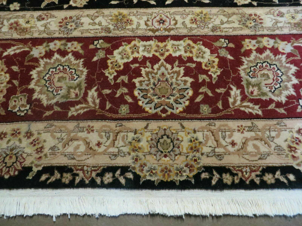 9' X 12' Vintage Handmade Fine Chinese Oriental Floral Wool Rug Silk Black