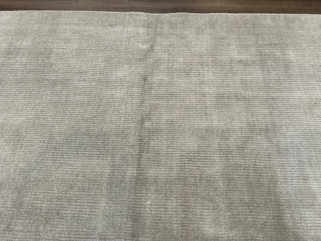 Tibetan Rug 8x10 Taupe Handmade Wool Modern Contemporary Carpet