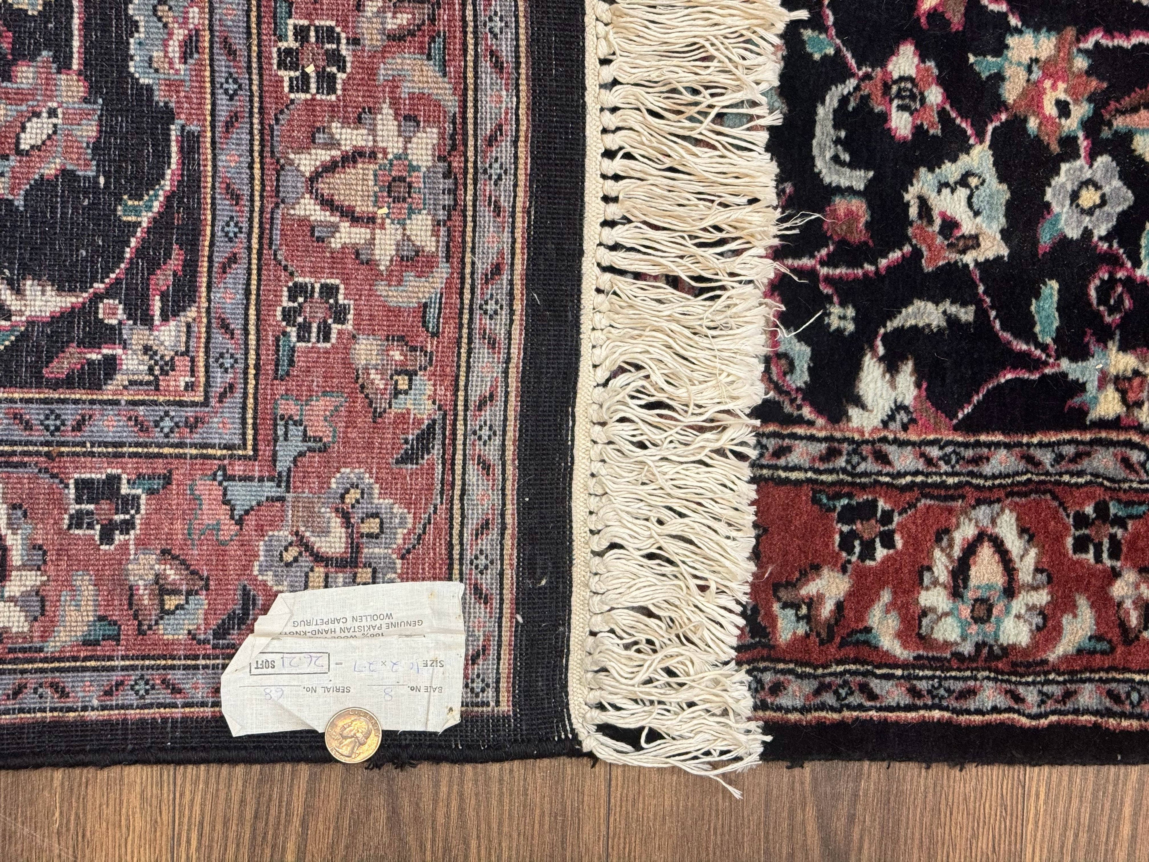 Pak Persian Runner Rug 2.8 x 10, Dark Blue, Floral Allover, Wool