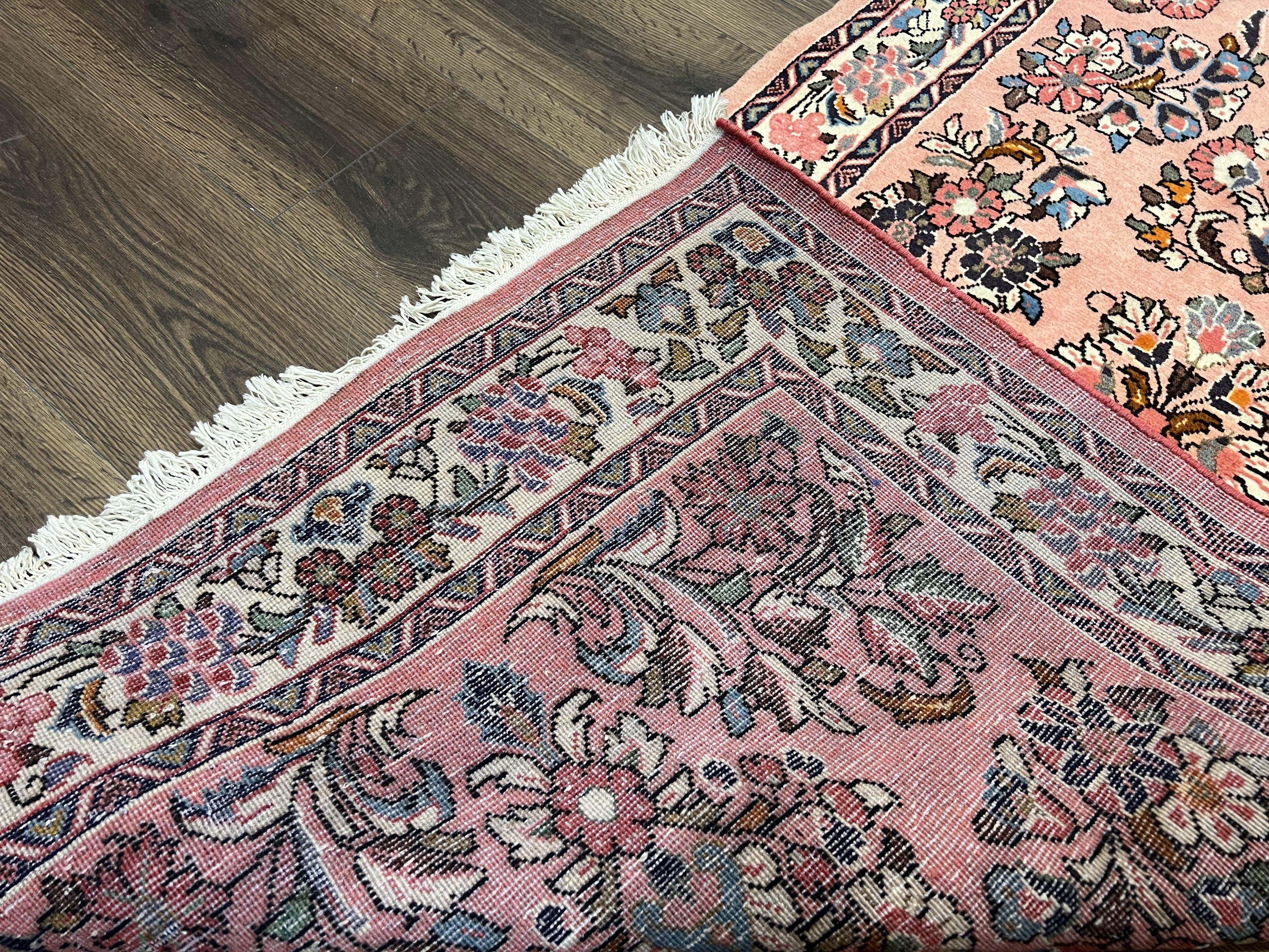 Persian Sarouk Runner Rug 2.9 x 13.6, Wool Floral Hand Knotted Runner