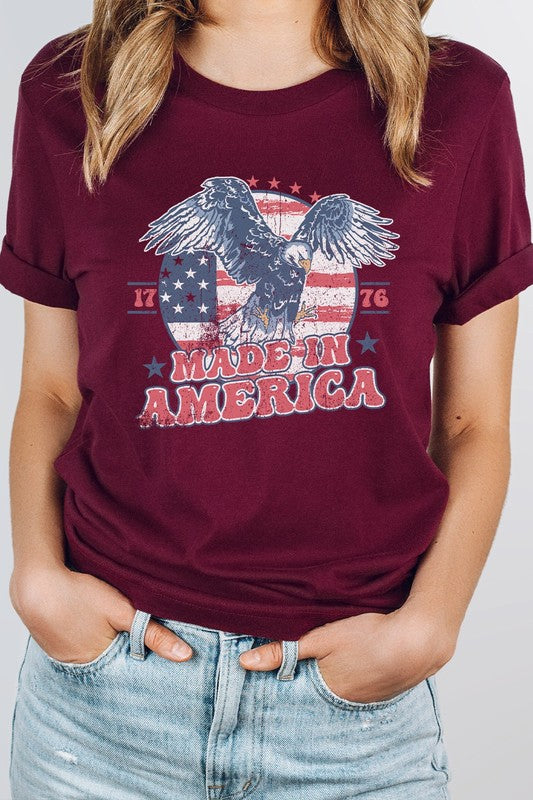Retro Made In American 1776 Eagle Graphic Tee T-Shirt