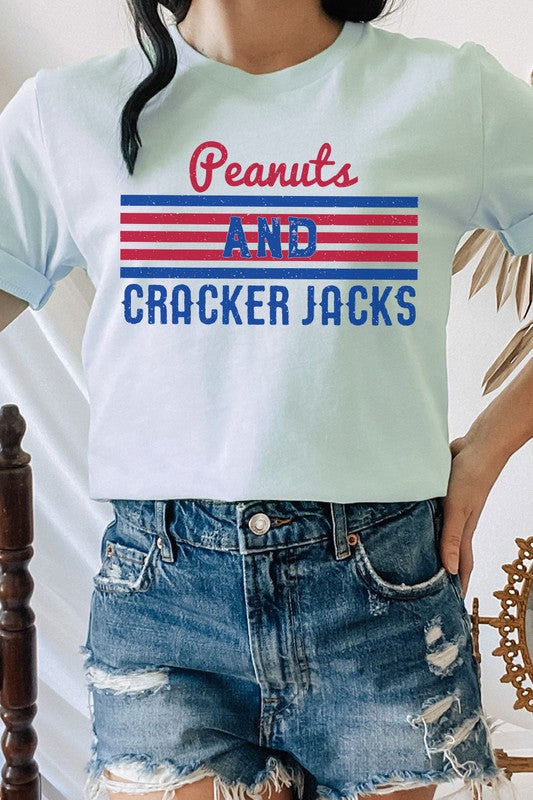 Peanuts And Cracker Jacks Baseball Graphic Tee T-Shirt
