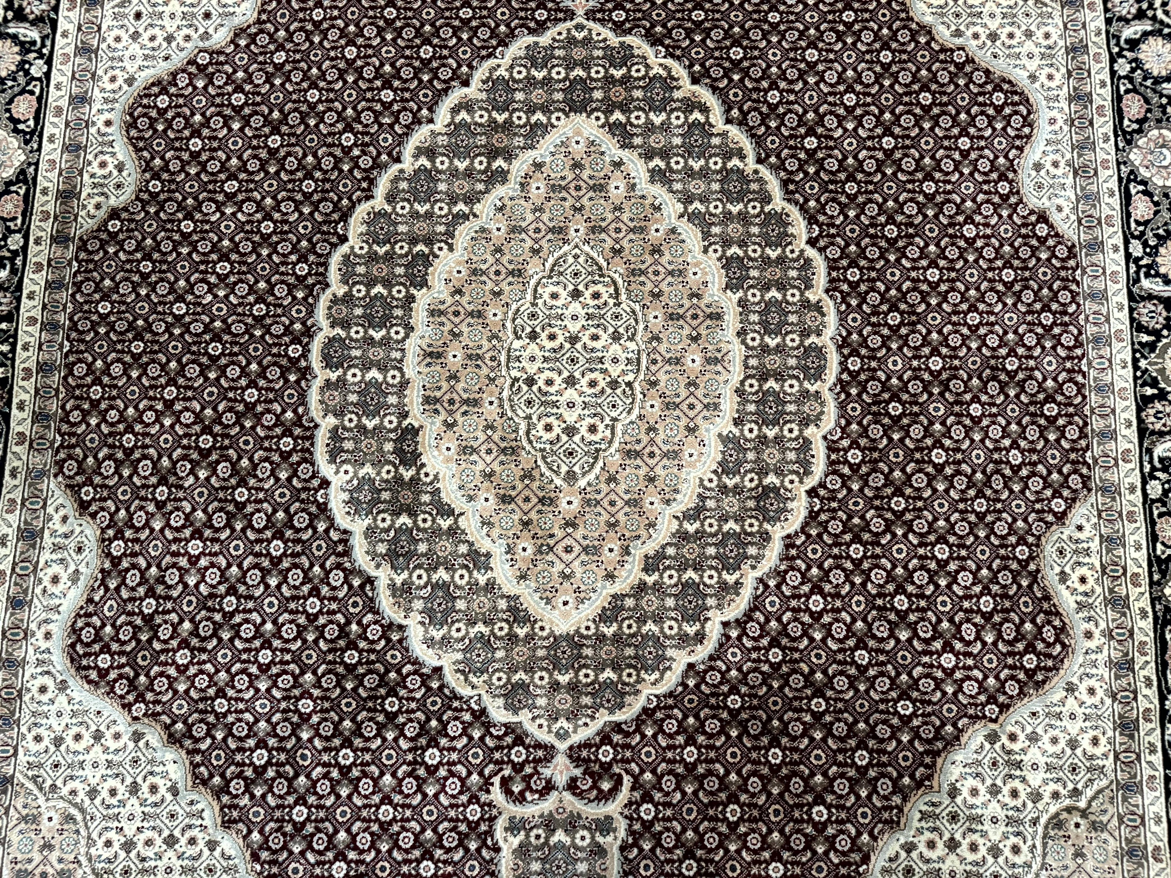 Sino Persian Rug 8x10, Herati, Elegant Oriental Carpet, Dark Maroon