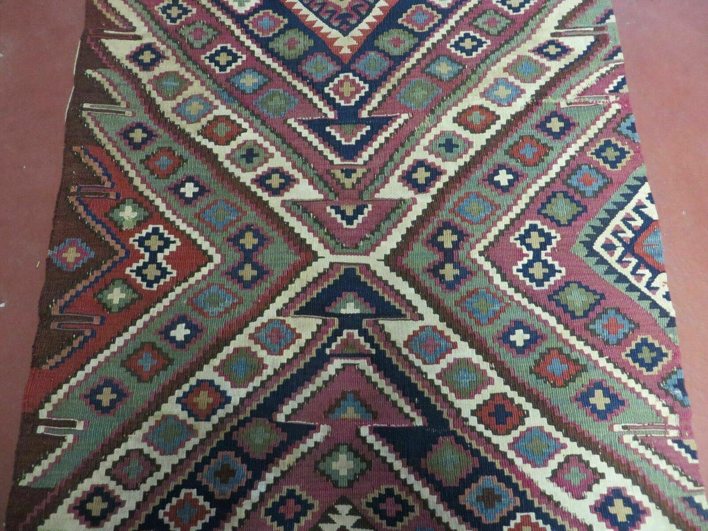 2' 1" X 4' 4" Antique Handmade Bagface Kilim Shirvan Caucasian Wool Rug Nice