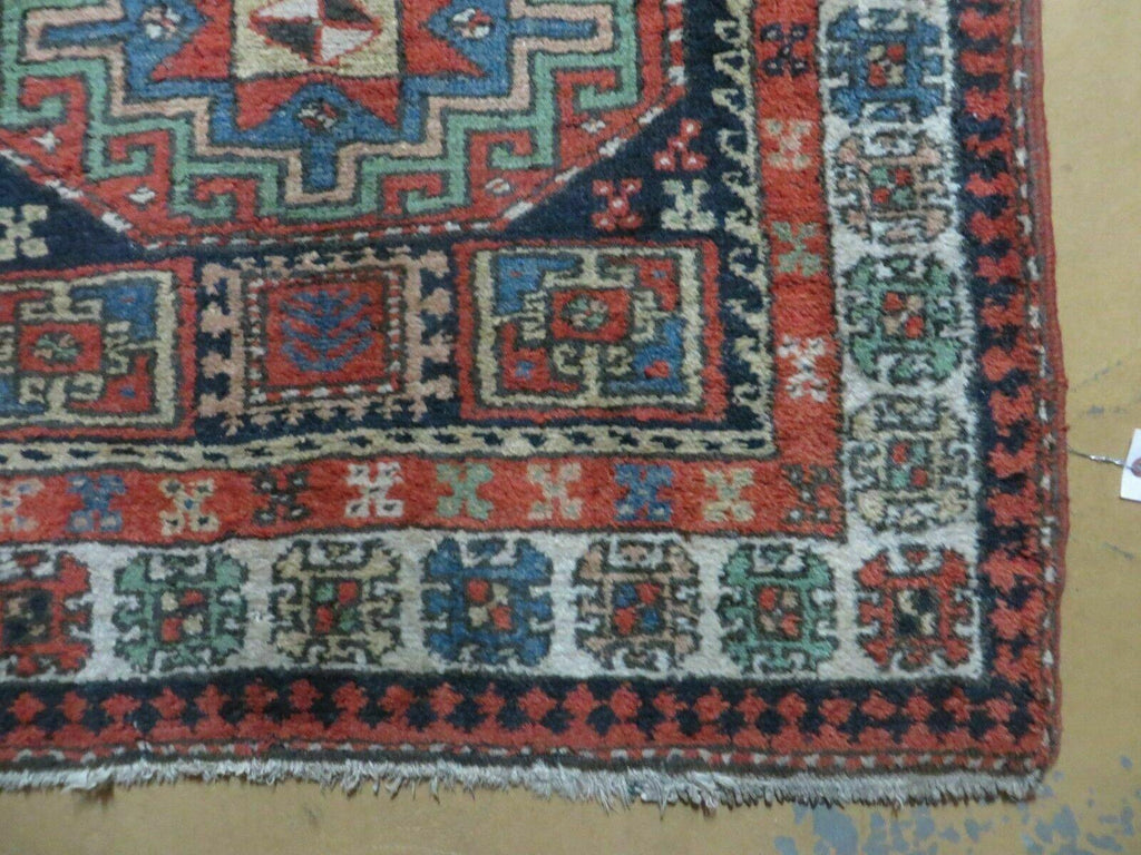 3 '4" X 10' Vintage Handmade Turkish Kazak Caucasian Wool Runner Rug Red Nice