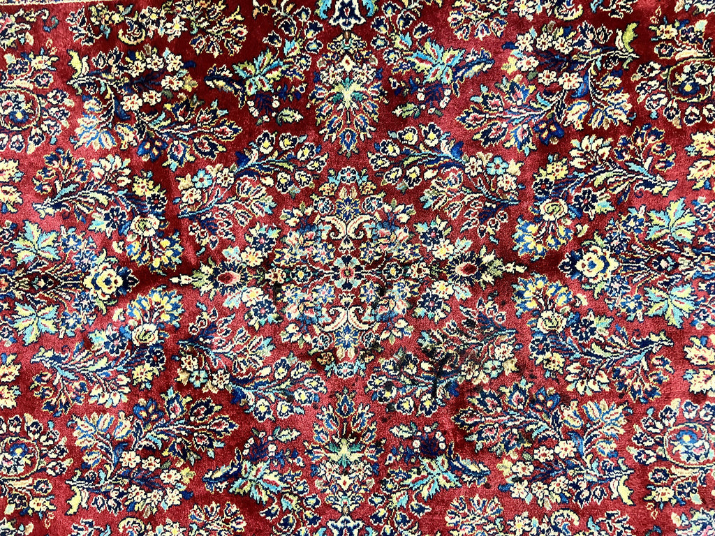 Karastan Rug 5.9 x 9 Red Sarouk #785, Wool Original 700 Series, Vintage