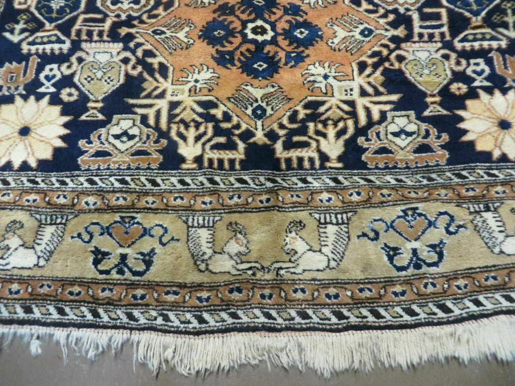 Persian Qum Rug 5.6 x 8.8, Navy Blue