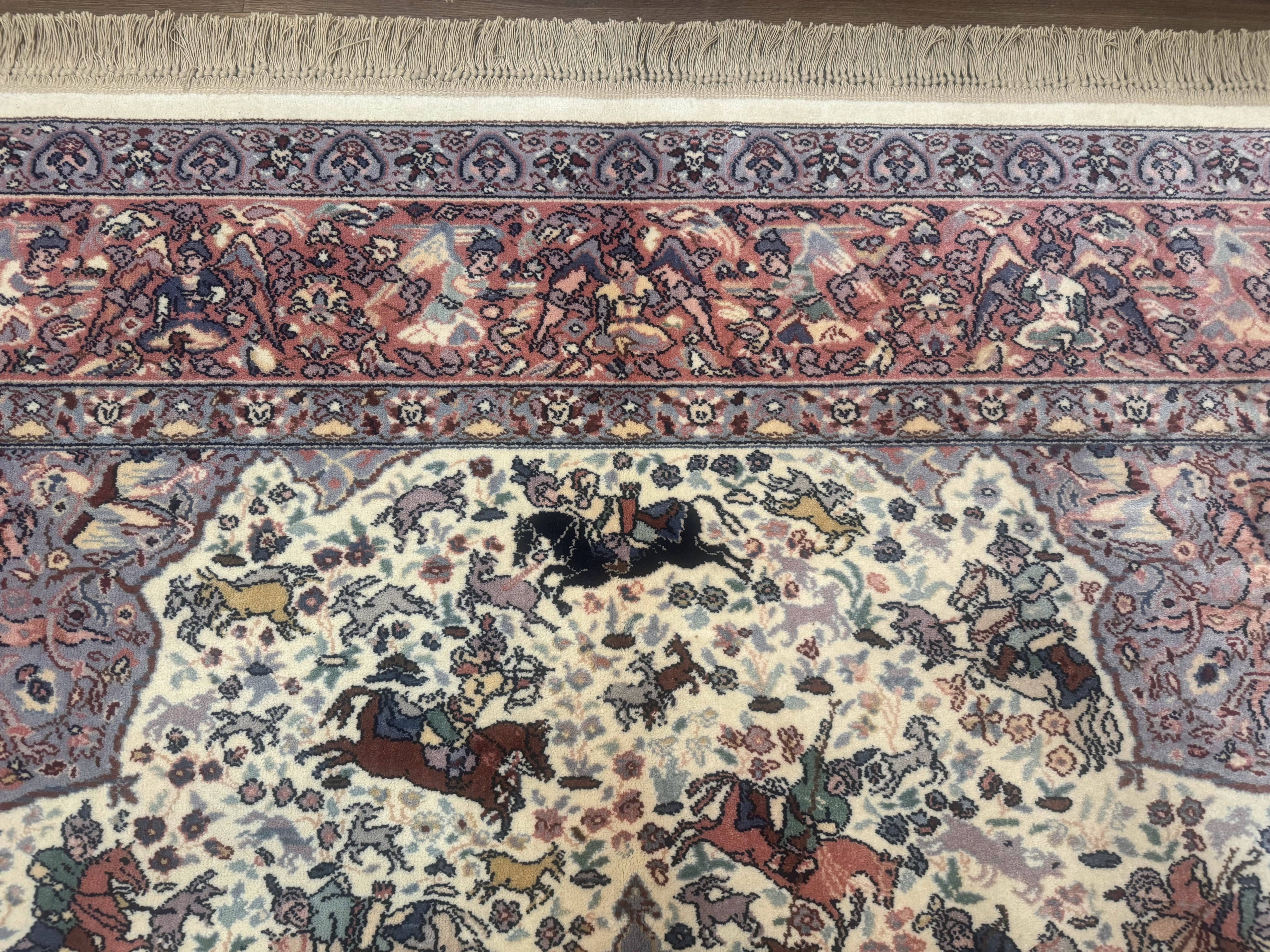 8.8 x 12 Karastan Ivory Hunting Rug #751, Vintage Wool Discontinued Original 700 Series, Rare