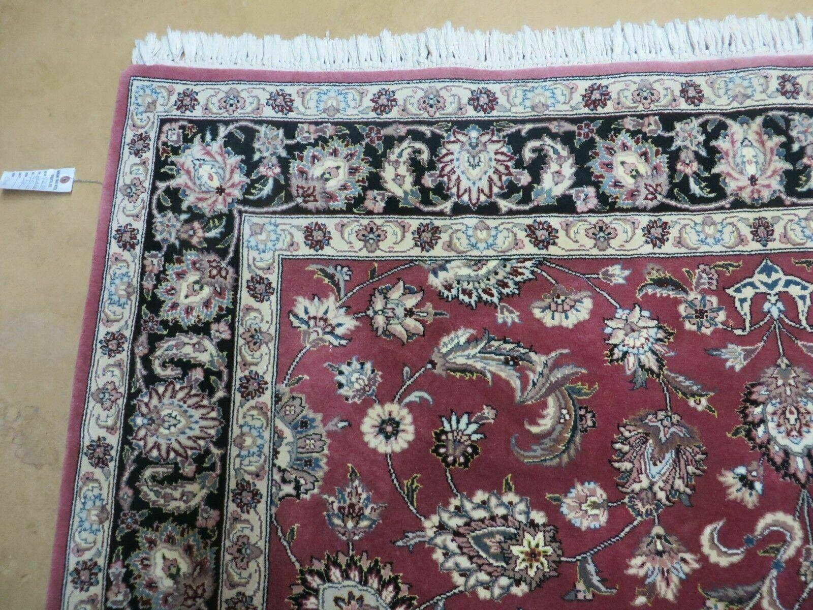 6' X 9' Vintage Handmade Fine India Floral Oriental Silk Accent Wool Rug Carpet